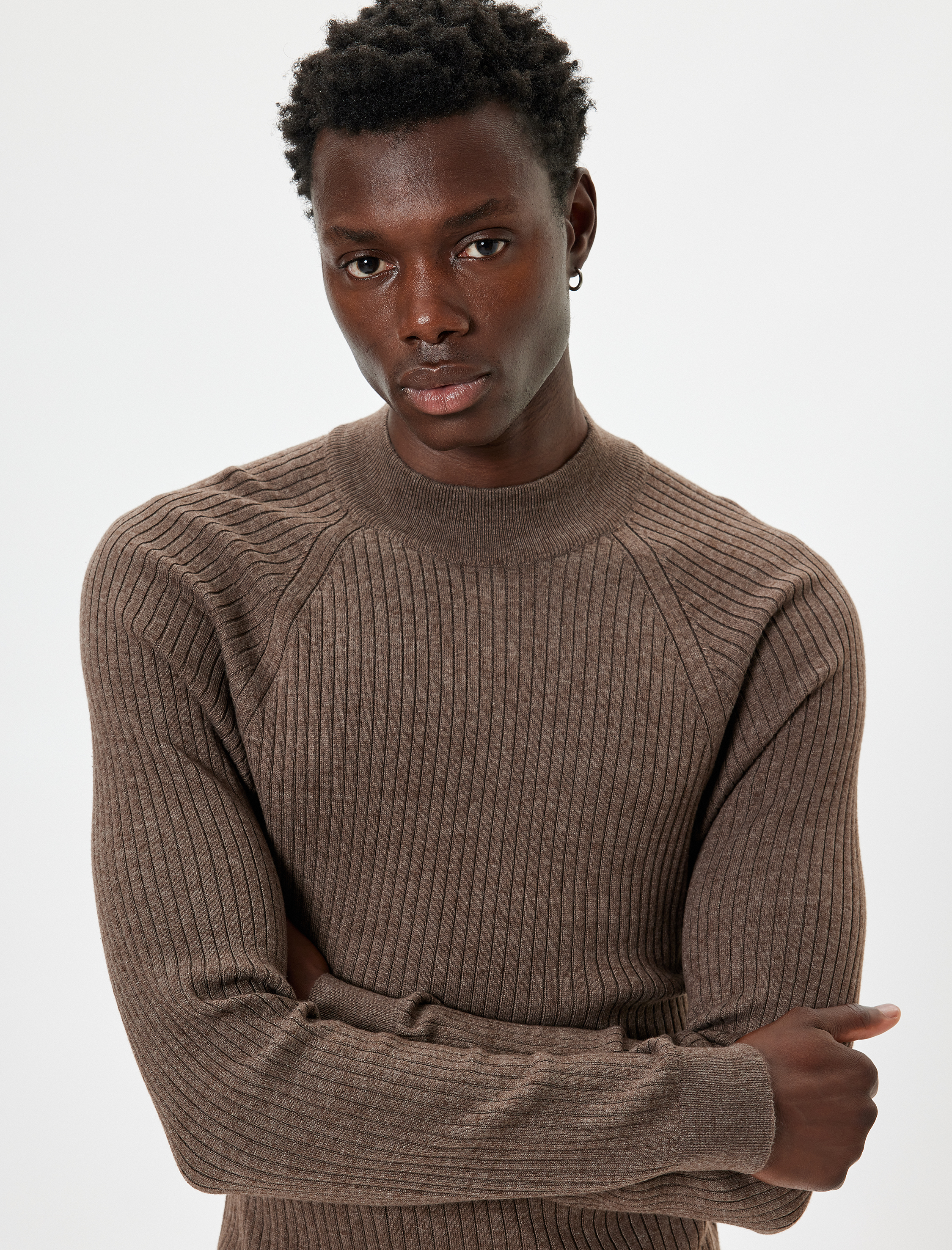   Triko Kazak Yarım Balıkçı Yaka Basic Dokulu Pamuk Karışımlı