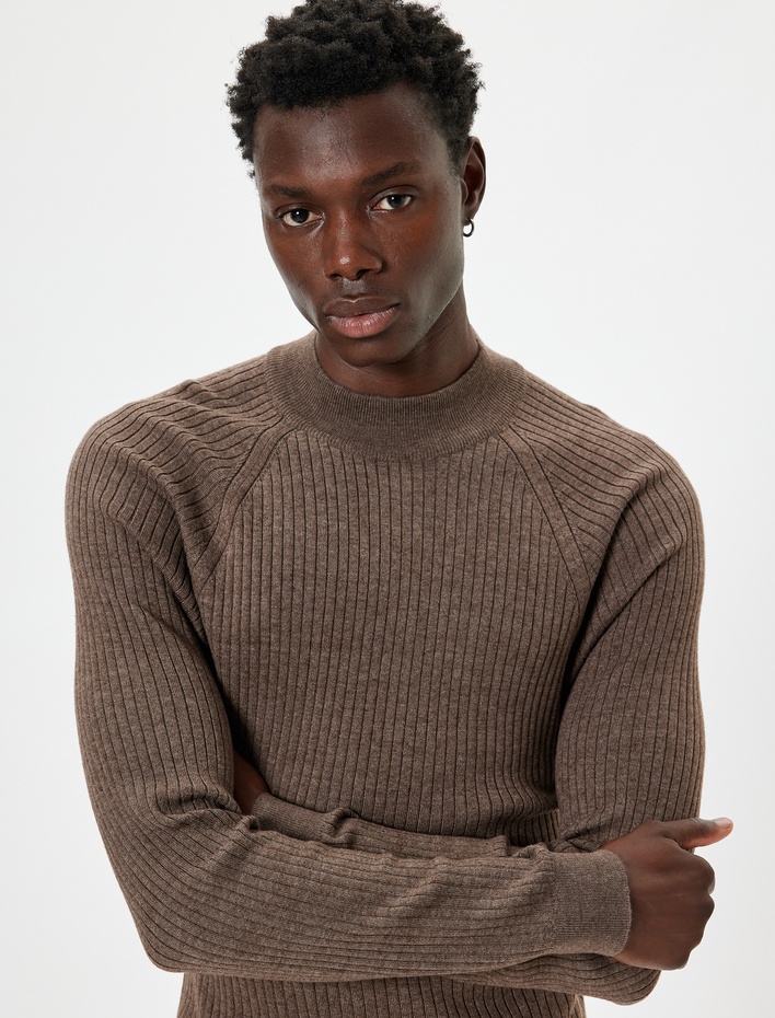  Triko Kazak Yarım Balıkçı Yaka Basic Dokulu Pamuk Karışımlı