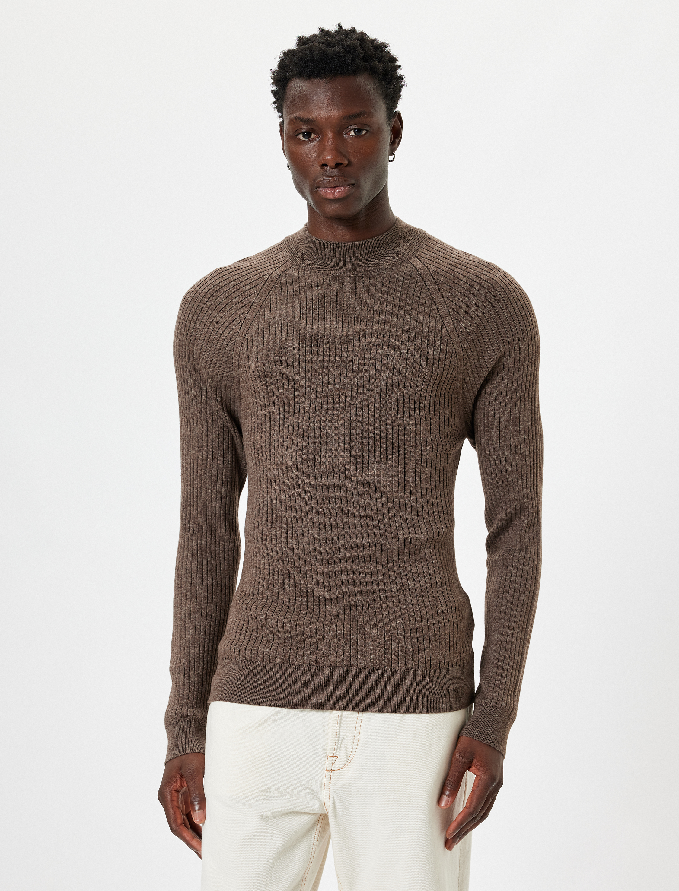   Triko Kazak Yarım Balıkçı Yaka Basic Dokulu Pamuk Karışımlı