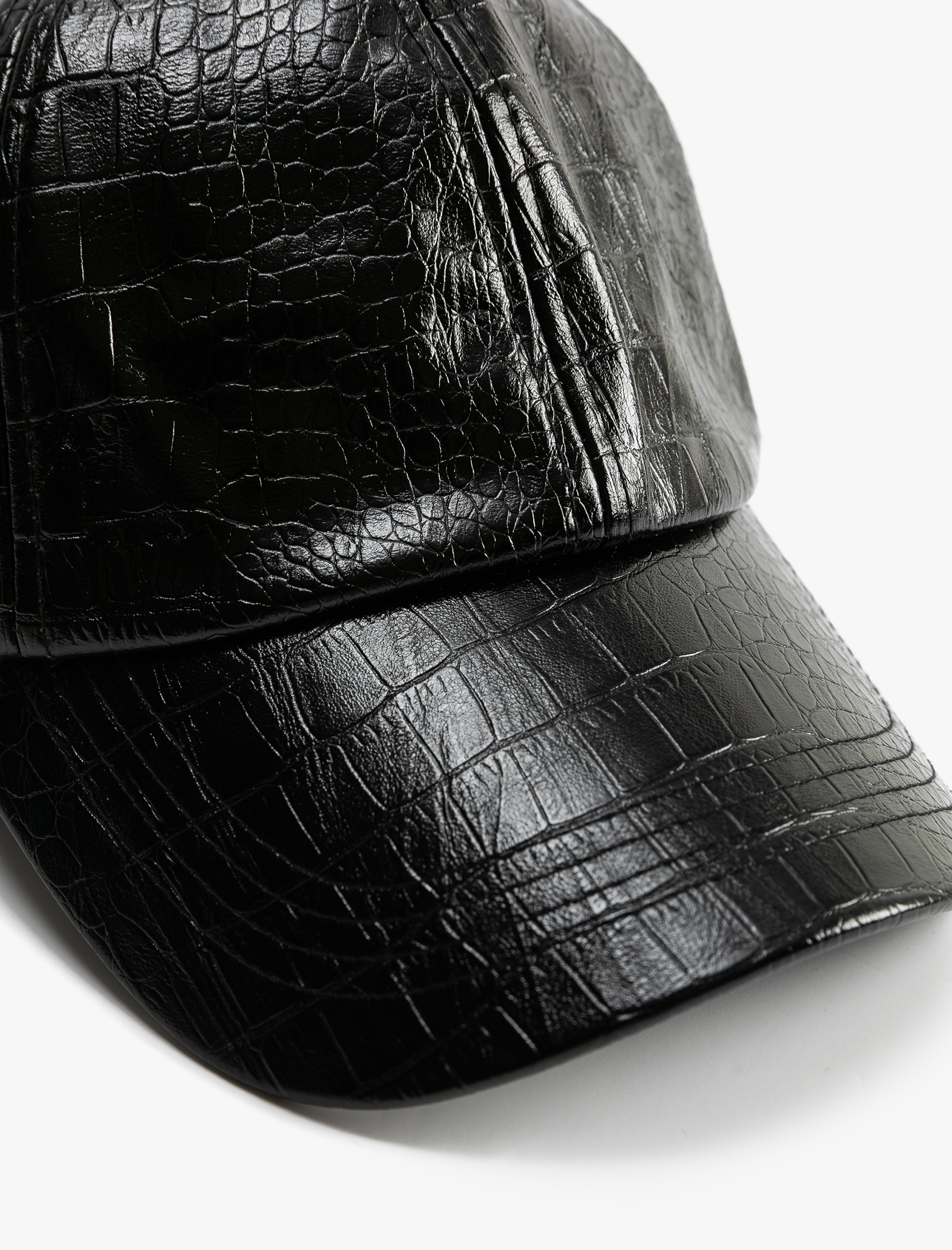  Kadın Kep Şapka Deri Görünümlü Dokulu