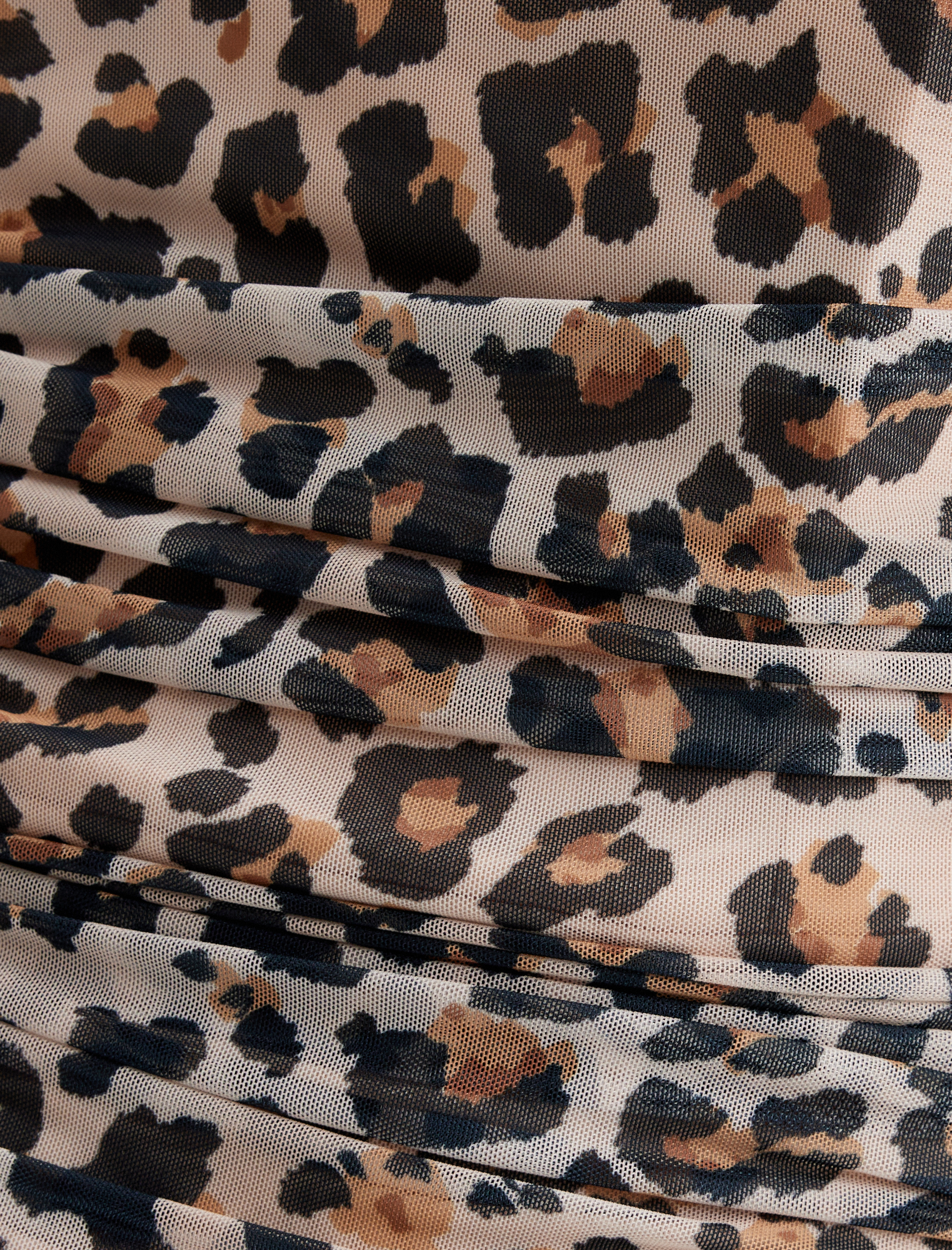 Leopar Elbise Midi İp Askılı Drapeli