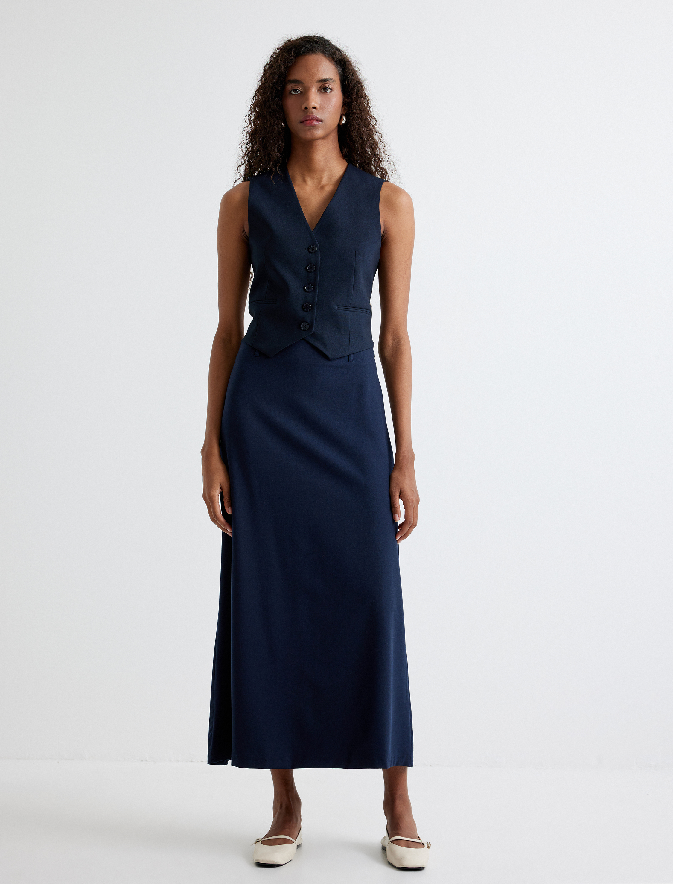   Uzun Kalem Etek Kemer Detaylı Rahat Kalıp Standart Bel