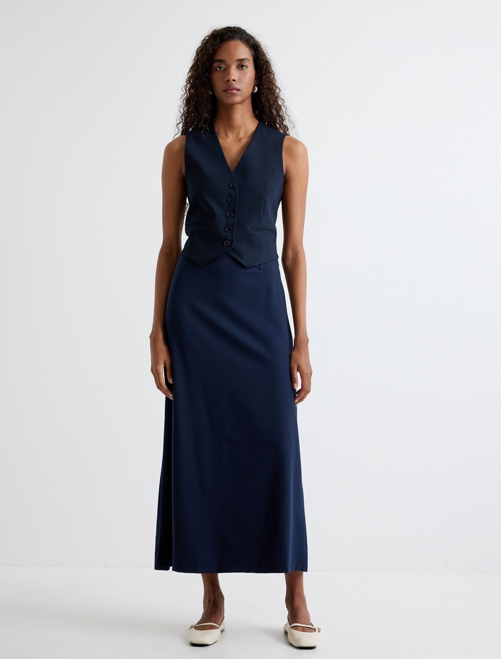  Uzun Kalem Etek Kemer Detaylı Rahat Kalıp Standart Bel