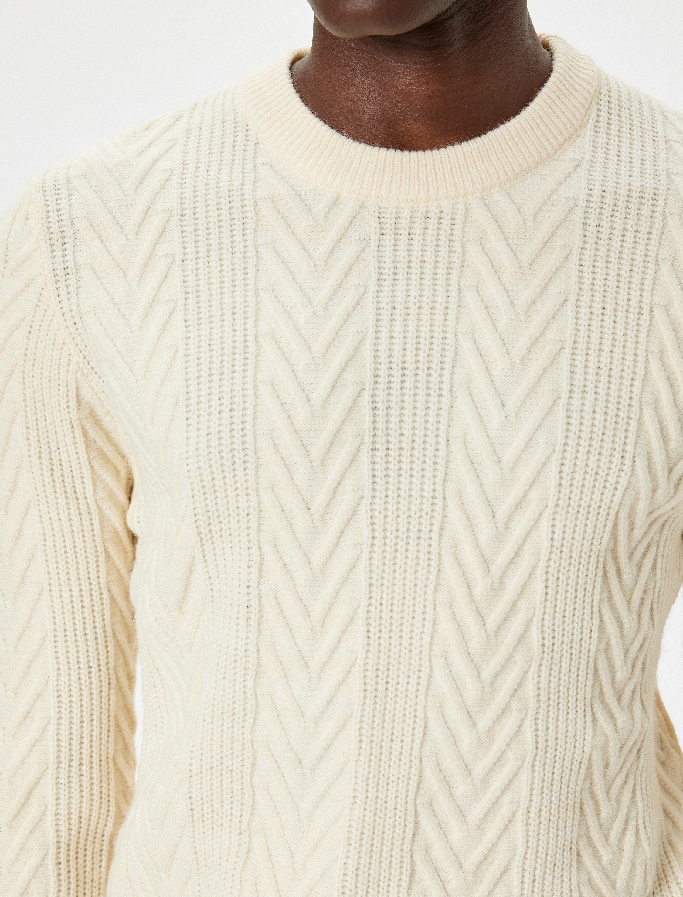 Triko Kazak Dokulu Basic Bisiklet Yaka Uzun Kollu