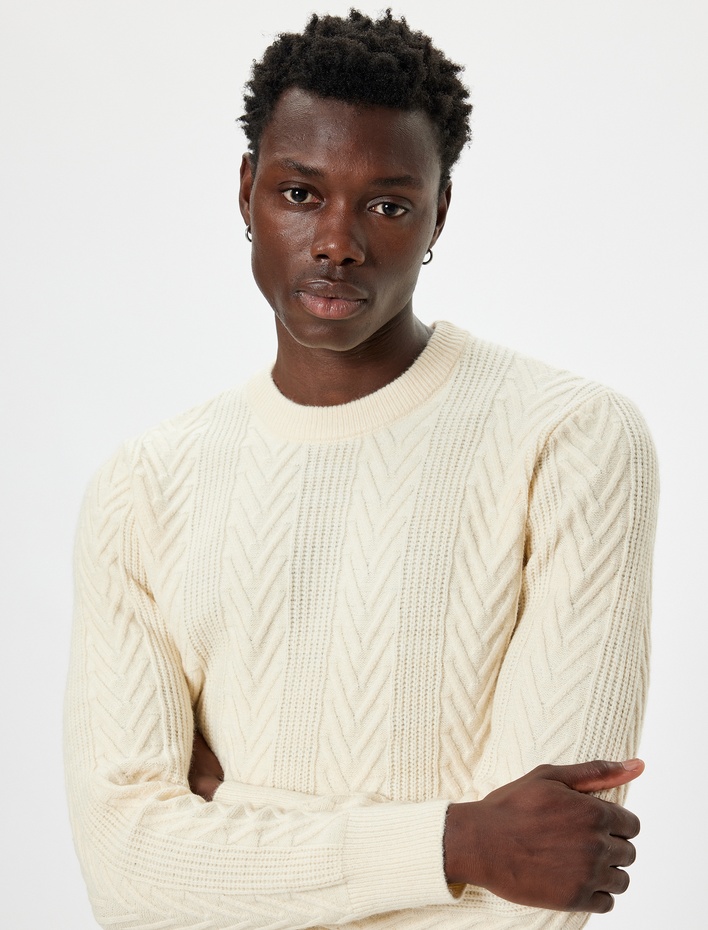  Kışlık Triko Kazak Dokulu Basic Bisiklet Yaka Uzun Kollu