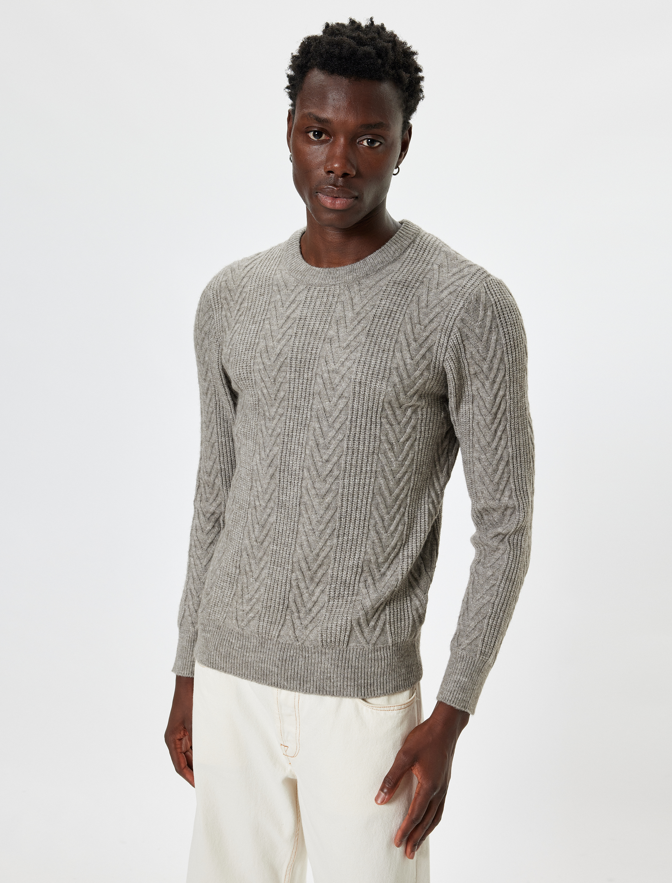   Kışlık Triko Kazak Dokulu Basic Bisiklet Yaka Uzun Kollu