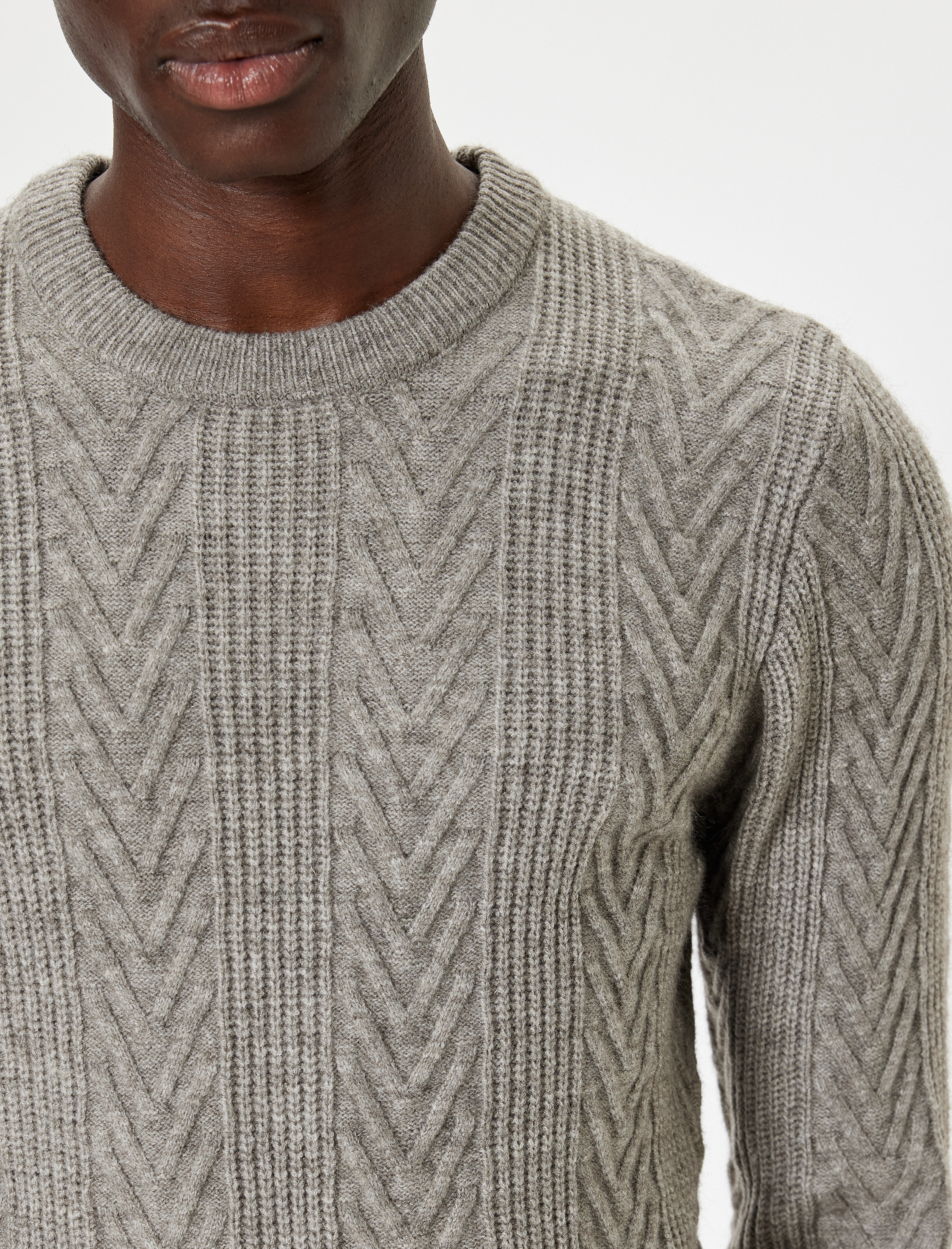   Kışlık Triko Kazak Dokulu Basic Bisiklet Yaka Uzun Kollu