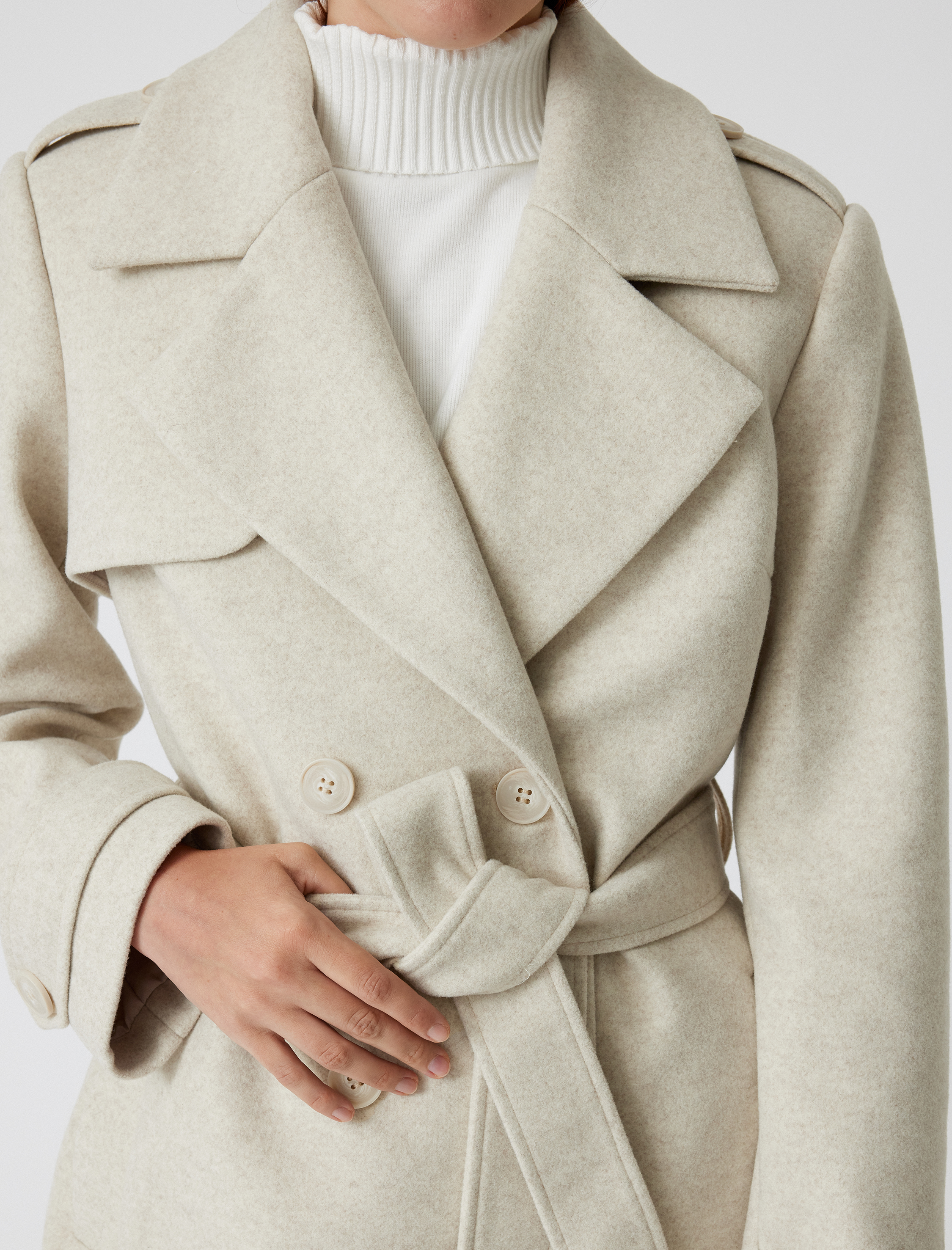   Uzun Trençkot Kaban Kruvaze Cepli Kemerli