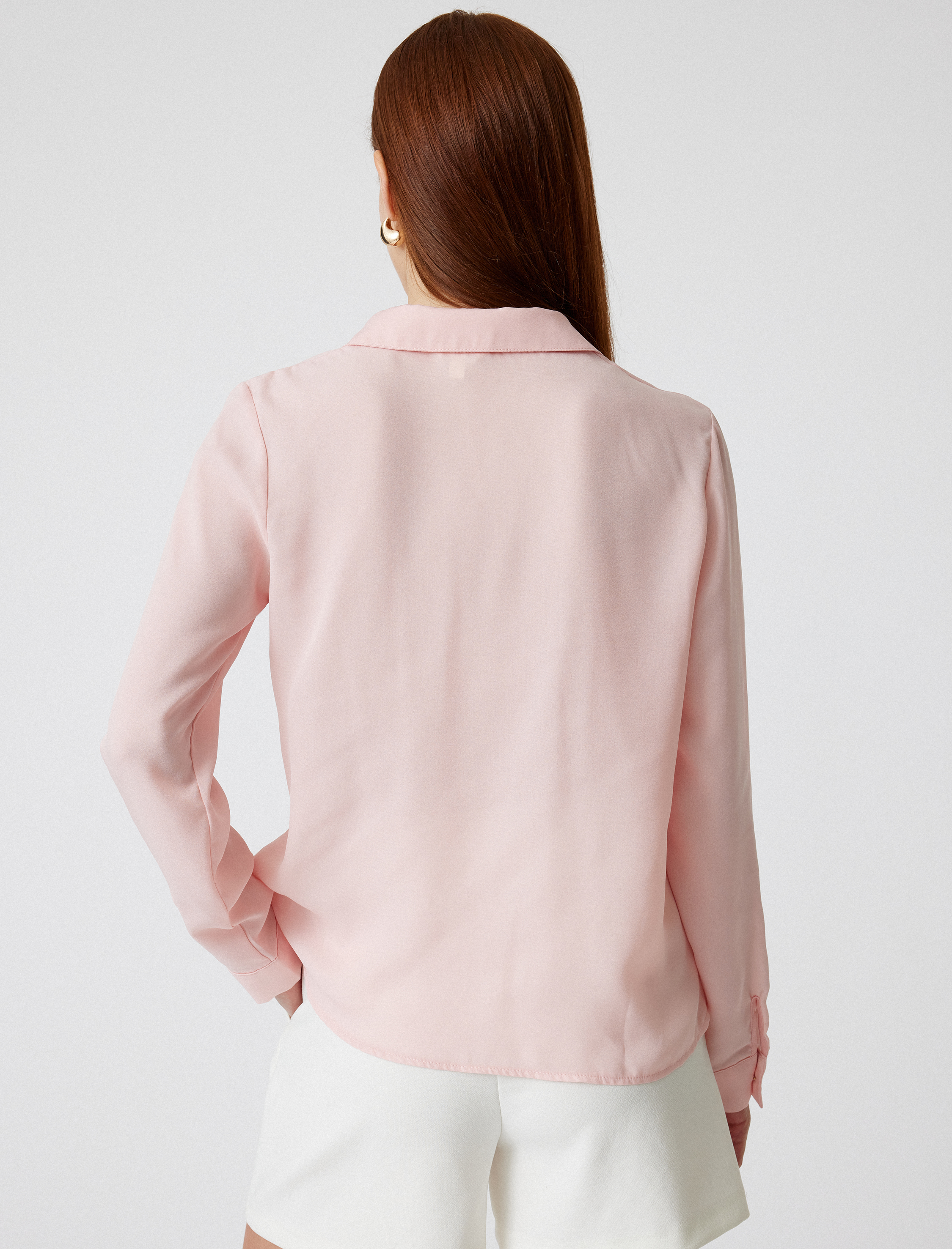   Krep Gömlek Uzun Kollu Cep Detaylı Klasik Yaka Regular Fit