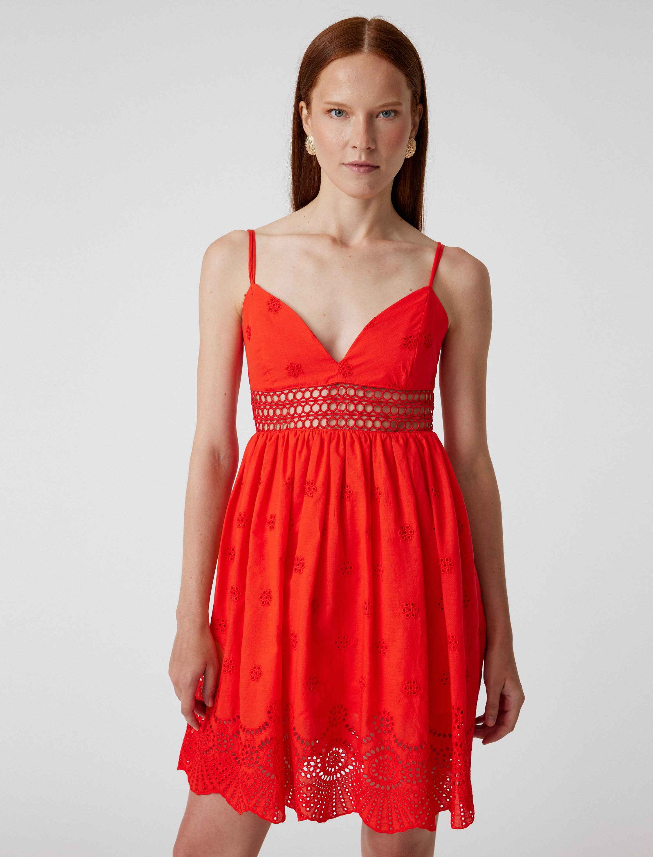 Koton X Sibil Çetinkaya - Mini Fisto Elbise Askılı Kalp Yaka A Kesim Astarlı