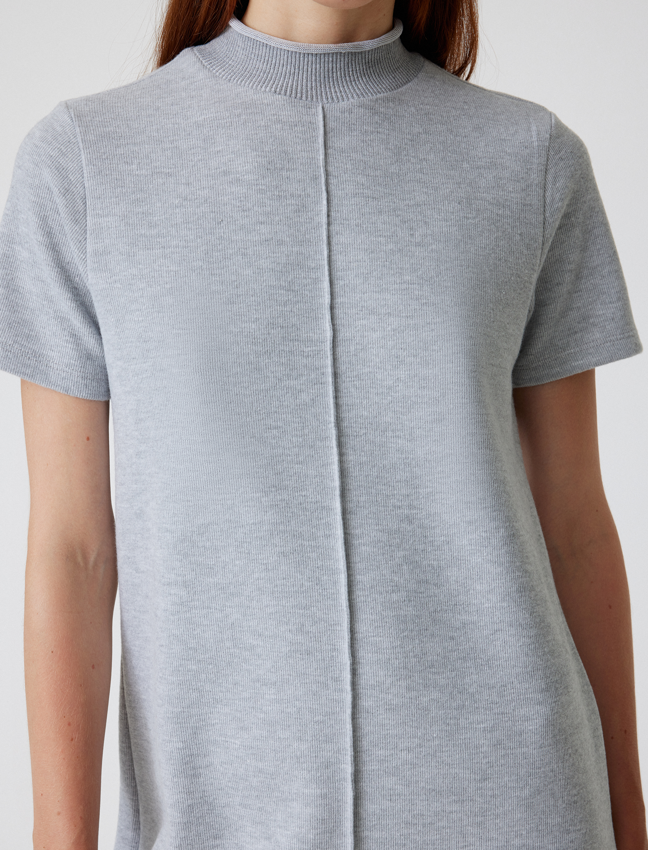 Mini Elbise Kısa Kollu Dik Yaka Slim Fit