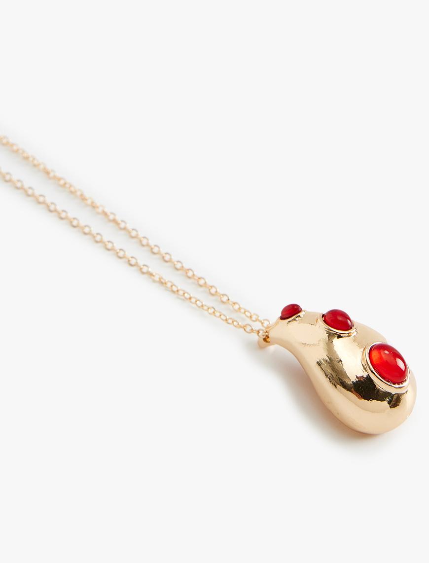  Kadın Damla Charm Detaylı Kolye