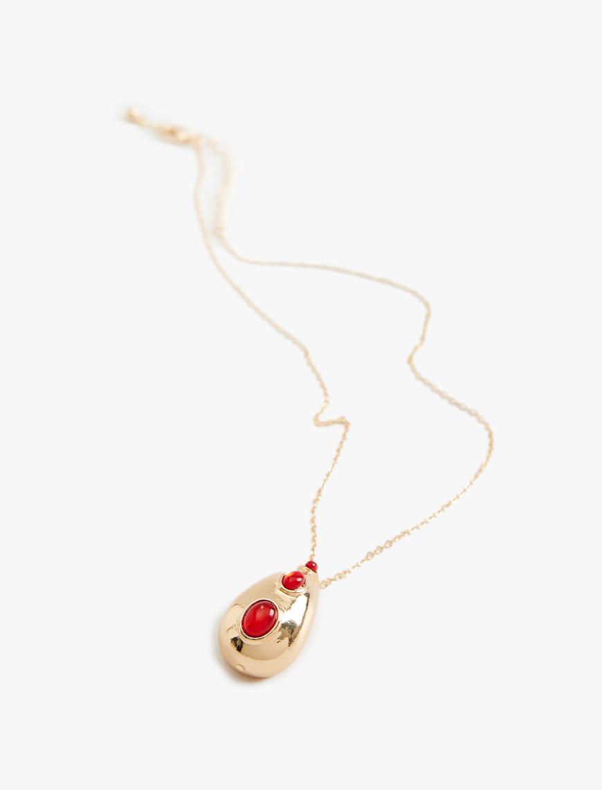  Kadın Damla Charm Detaylı Kolye