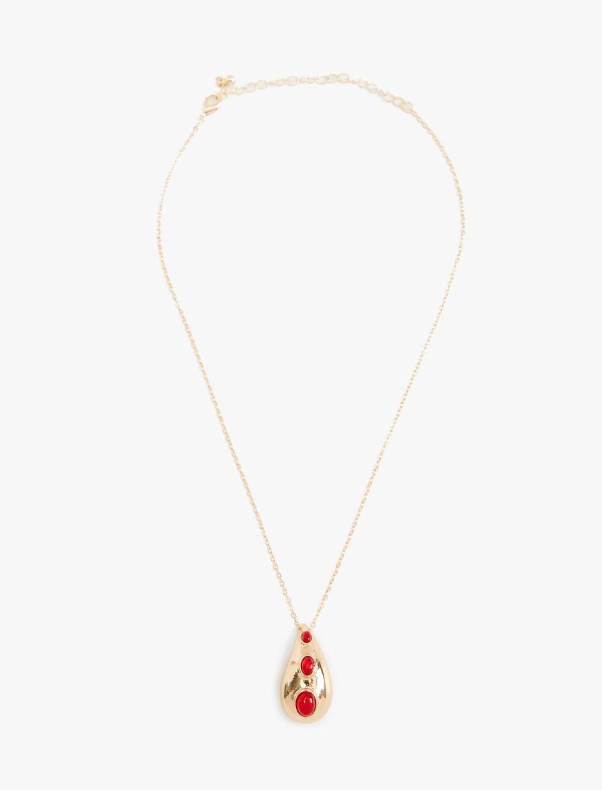  Kadın Damla Charm Detaylı Kolye