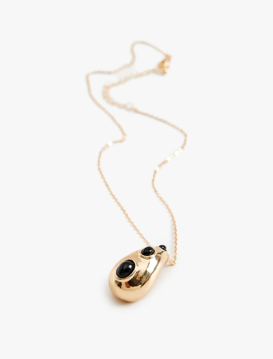  Kadın Damla Charm Detaylı Kolye