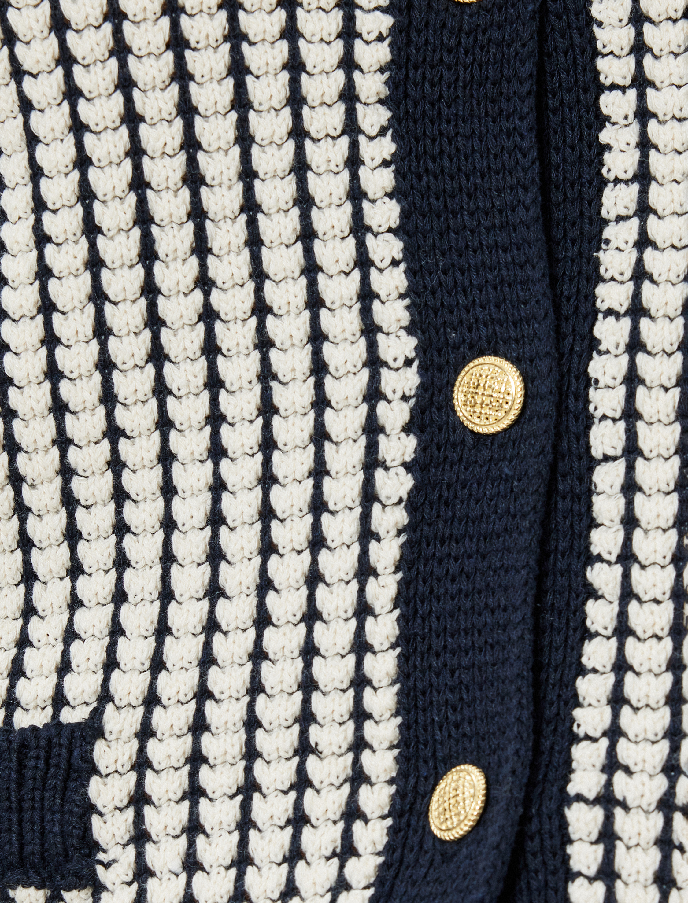   Triko Hırka Düğmeli Kısa Kollu Bisiklet Yaka Cep Detaylı Desenli