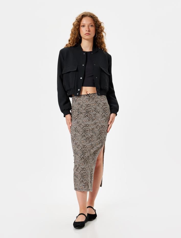  Leopar Etek Uzun Yırtmaçlı A Kesim Fiyonk Detaylı