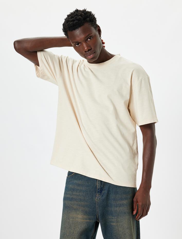  Oversize Tişört Basic Bisiklet Yaka Kısa Kollu Pamuklu