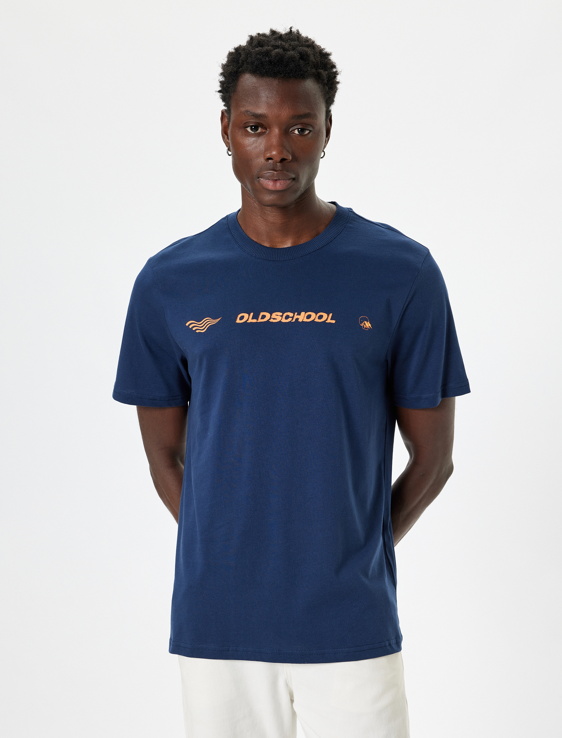   Bisiklet Yaka Kısa Kollu Basic Pamuklu Slogan Baskılı Tişört