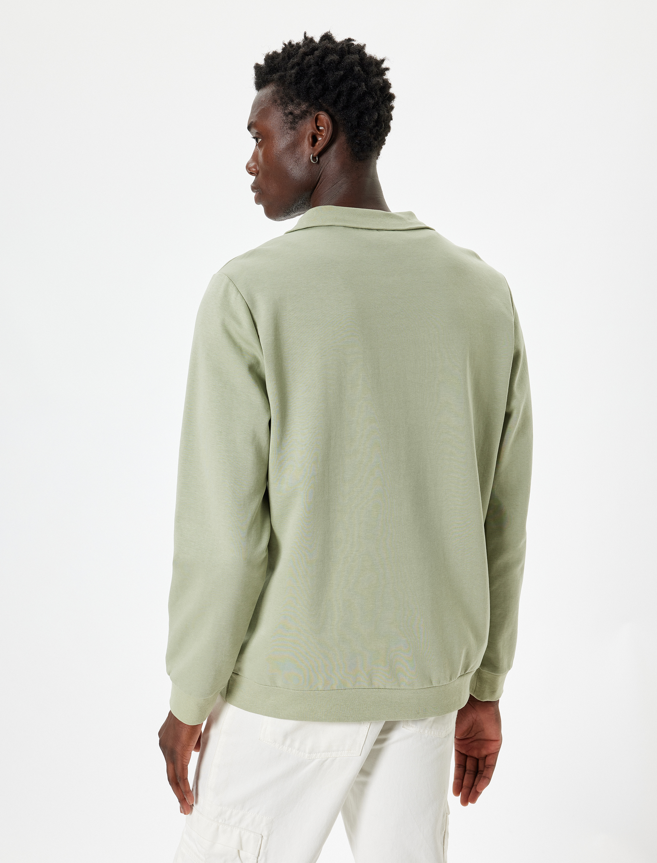   Slogan Baskılı Sweatshirt Yarım Fermuarlı Basic Pamuklu İnterlok Kumaş