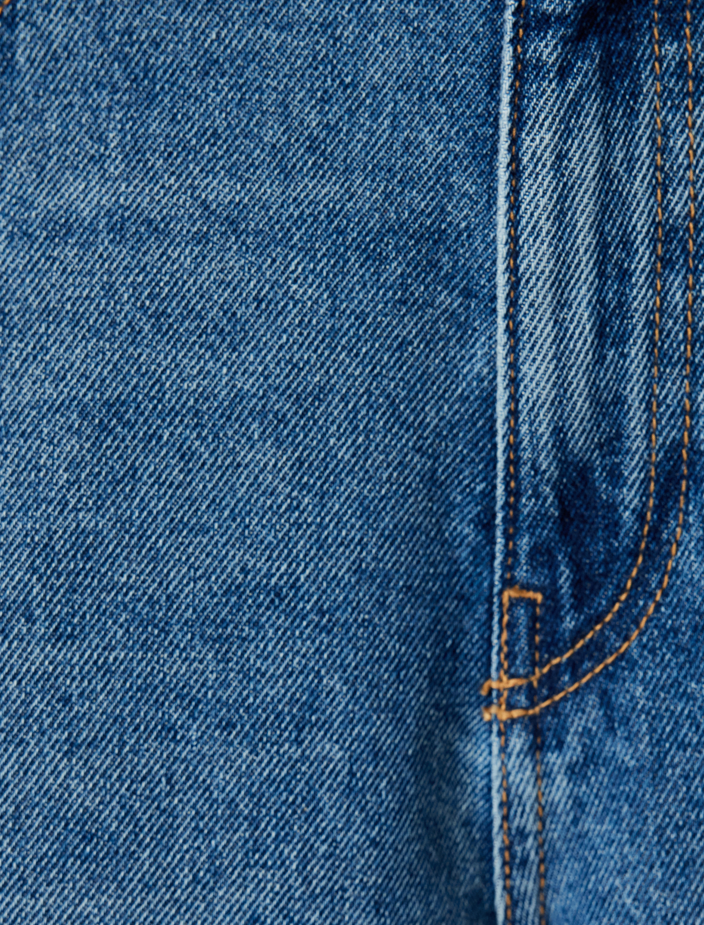   Crop Bol Paça Kot Pantolon Normal Bel Slim Fit Düğmeli - Wide Leg Crop Jean