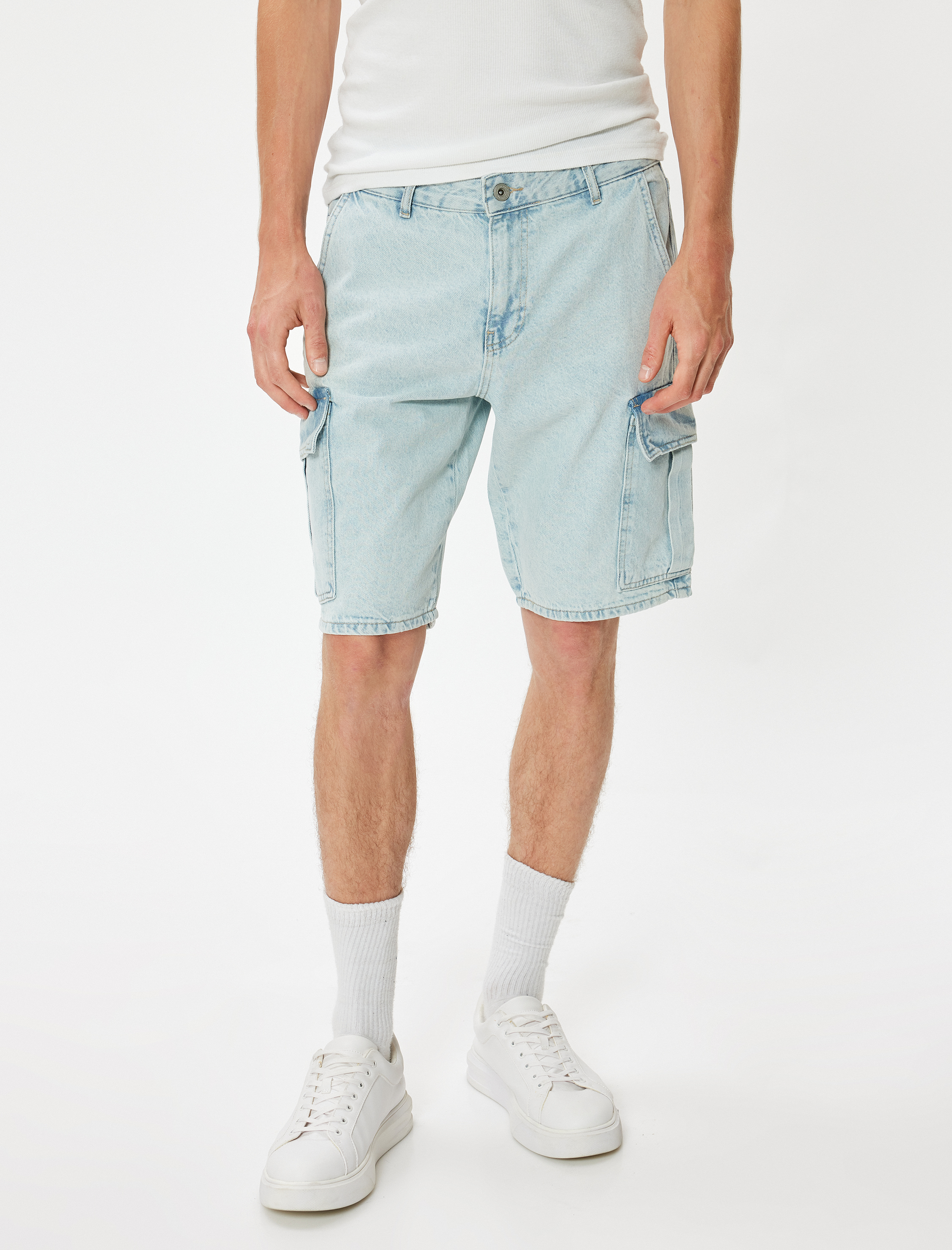 Kargo Kot Şort Oversize Bermuda Cep Detaylı Pamuklu