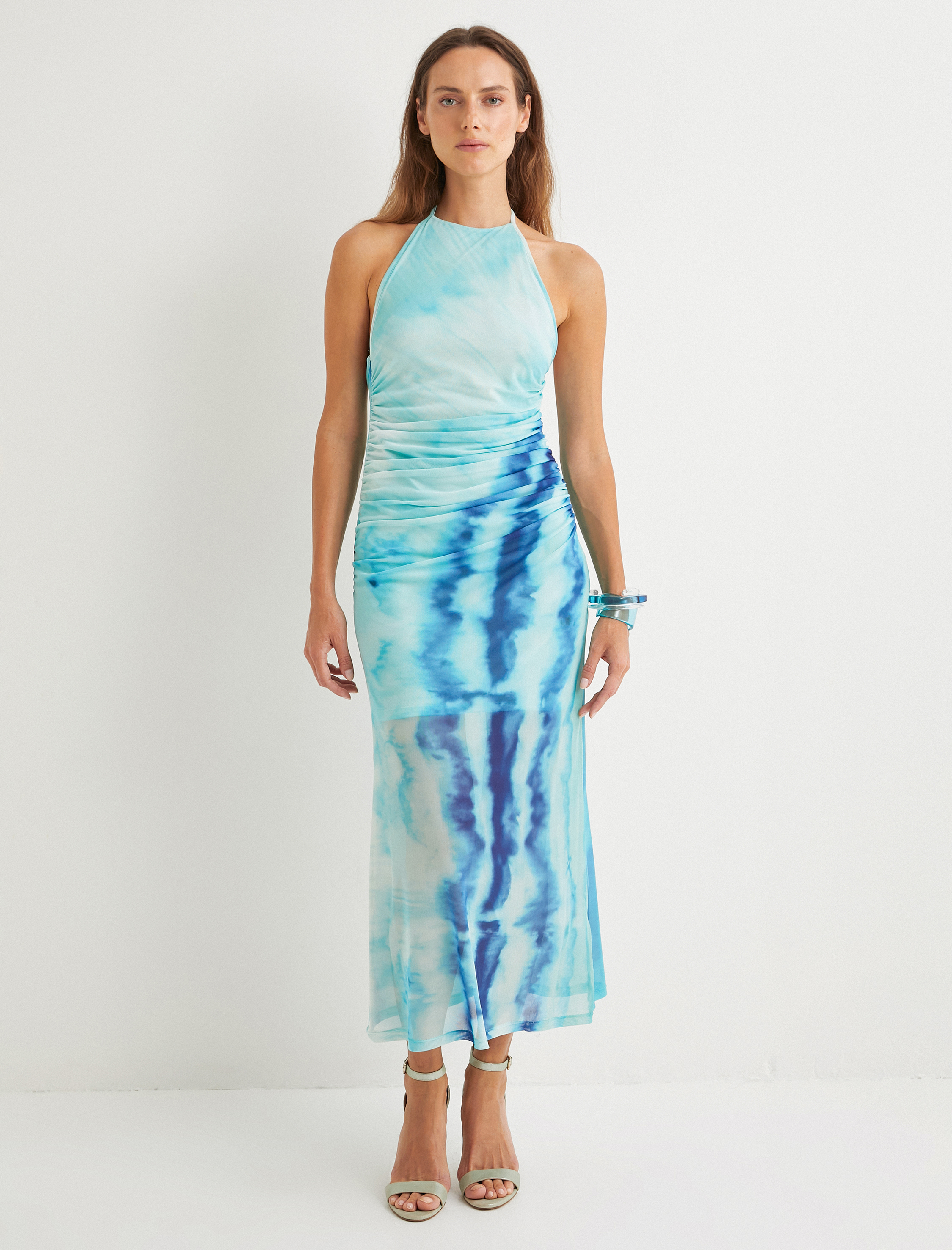   Koton X Şahika Ercümen - Midi Boy Halter Yaka Elbise Yarım Astarlı Drapeli