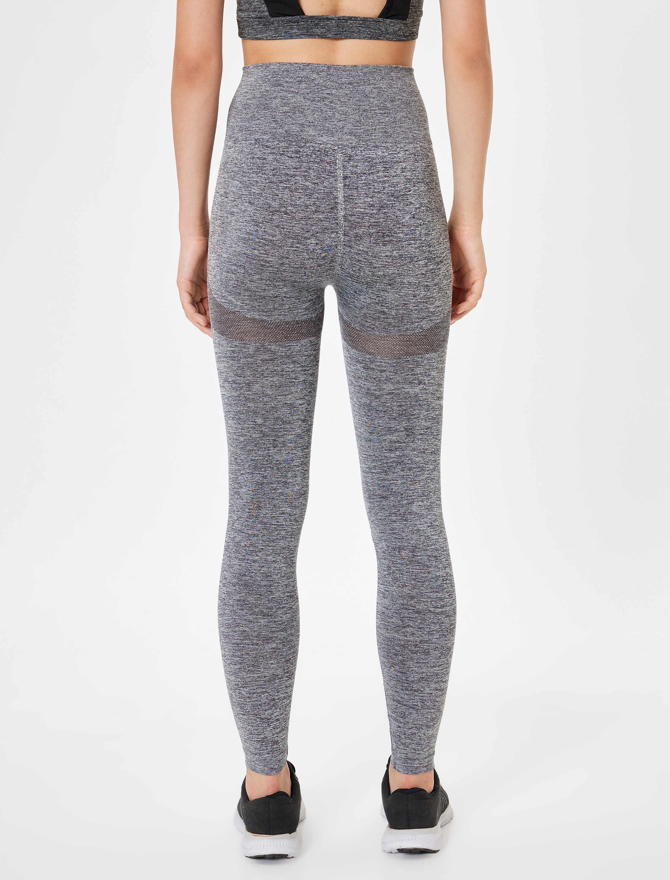   Dikişsiz Tayt Spor Yüksek Bel Tül Detaylı Kırçıllı Slim Fit