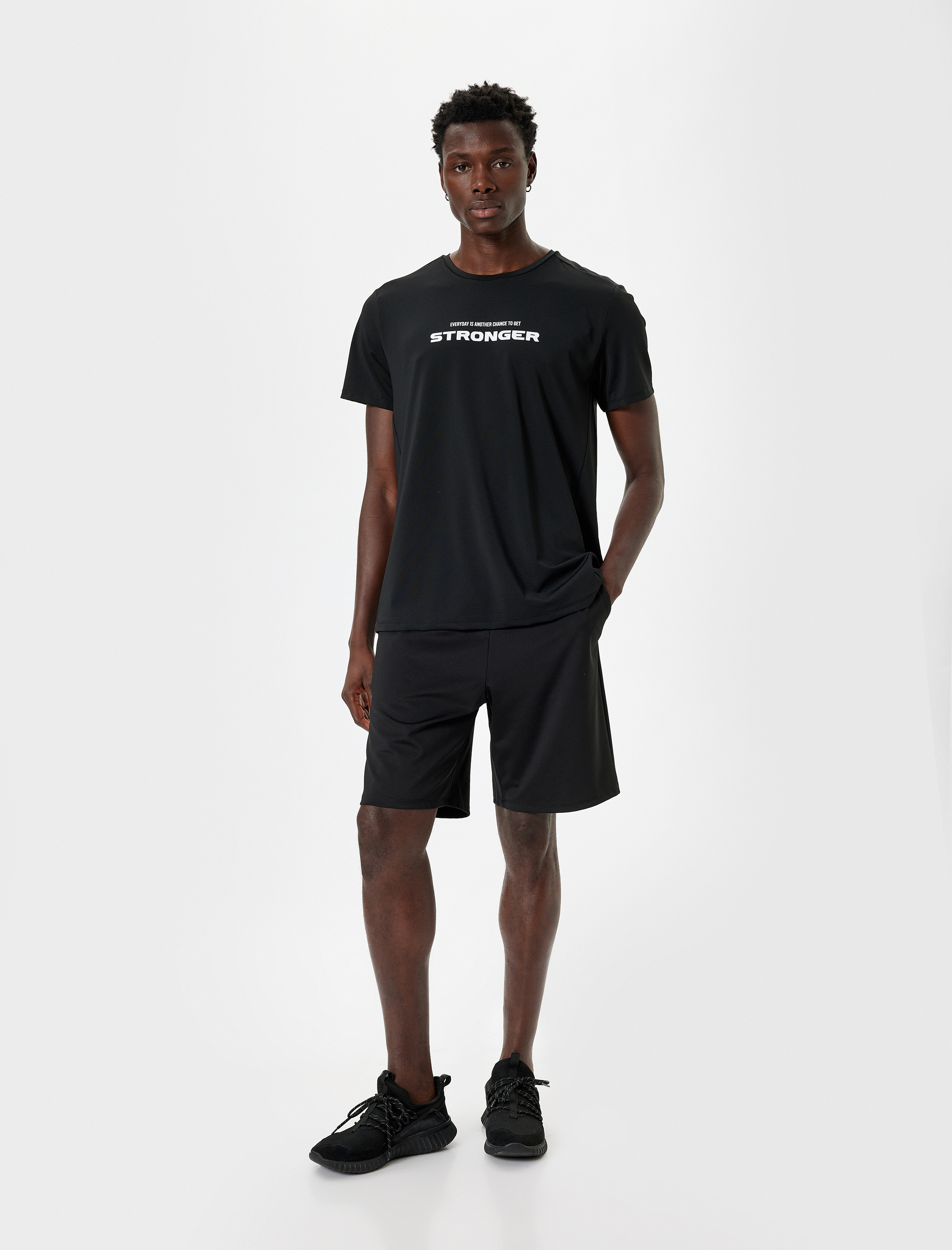   Slogan Baskılı Bisiklet Yaka Kısa Kollu Spor Tişört