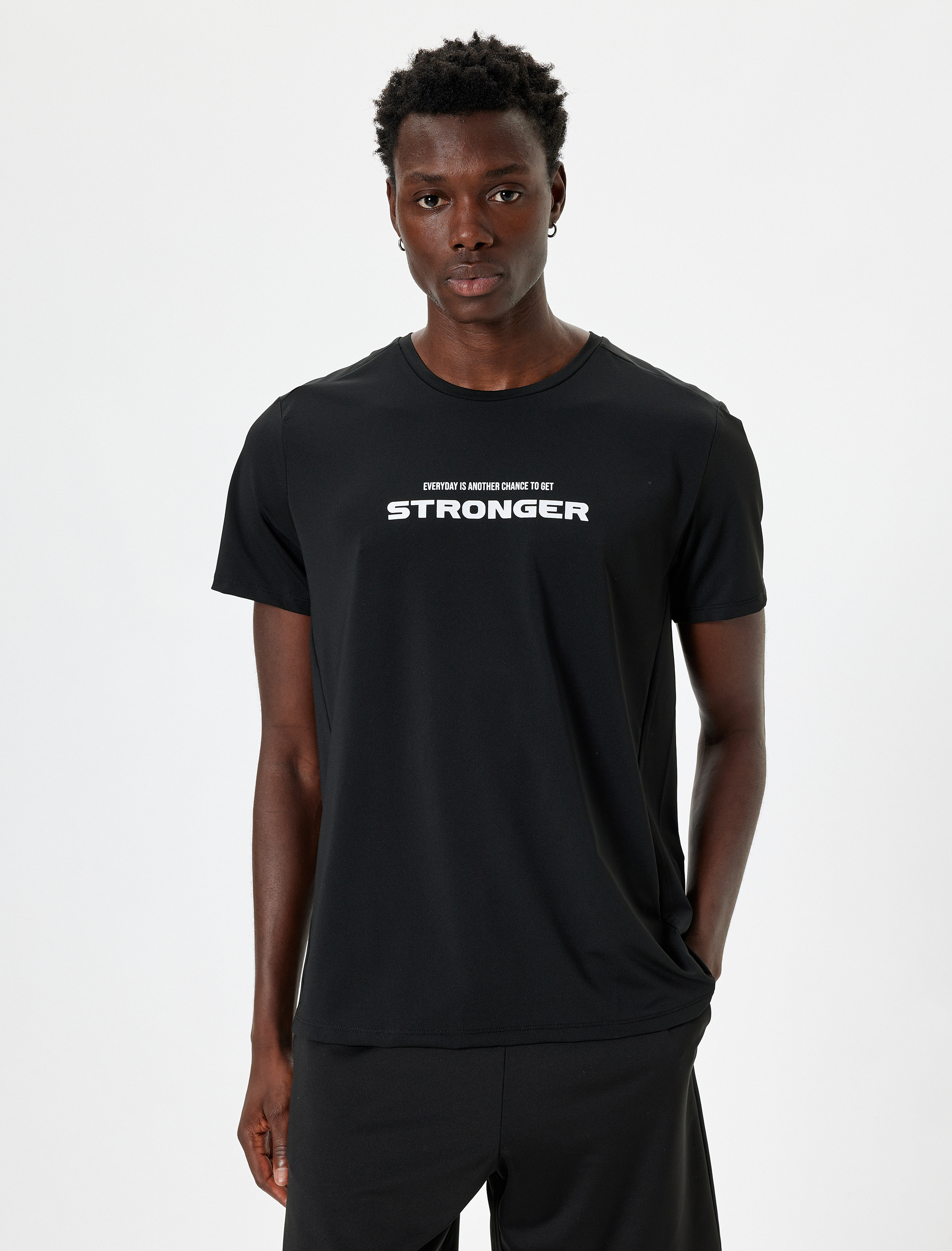   Slogan Baskılı Bisiklet Yaka Kısa Kollu Spor Tişört