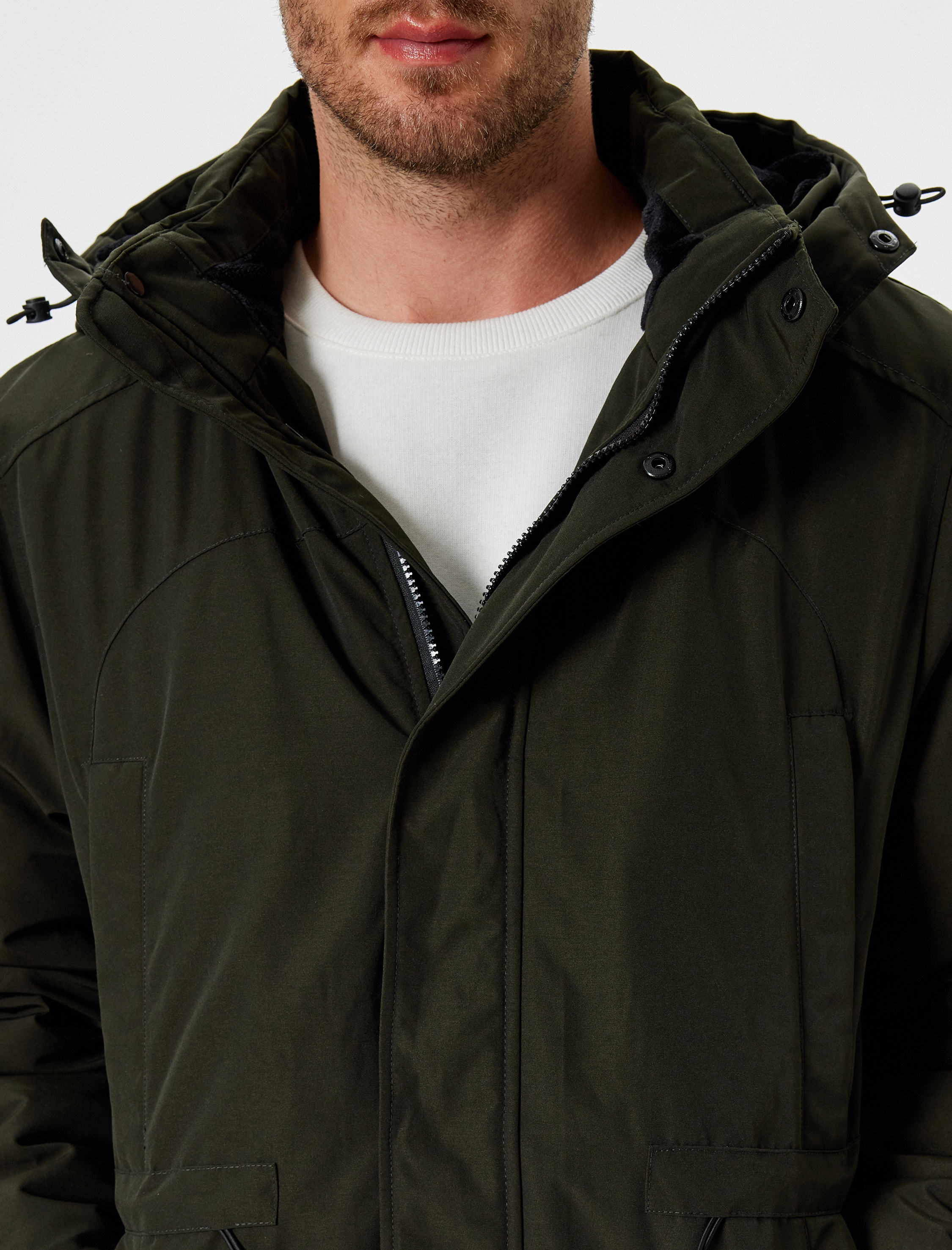   Anorak Mont Slim Fit Kapşonlu Fermuarlı Cep Detaylı