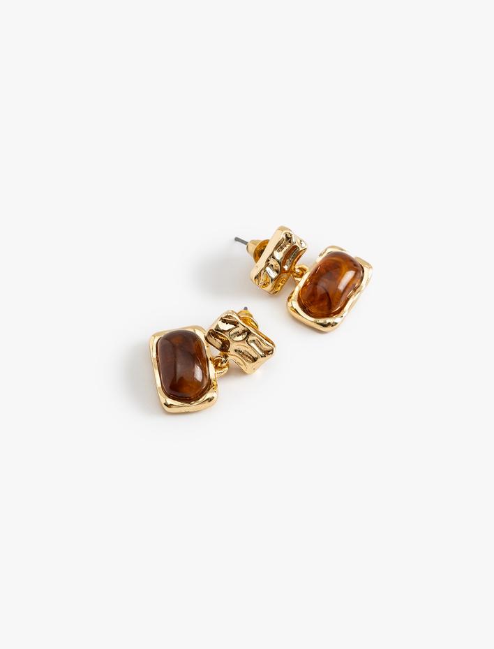 Kadın Geometrik Küpe Taş Detaylı Sallantılı