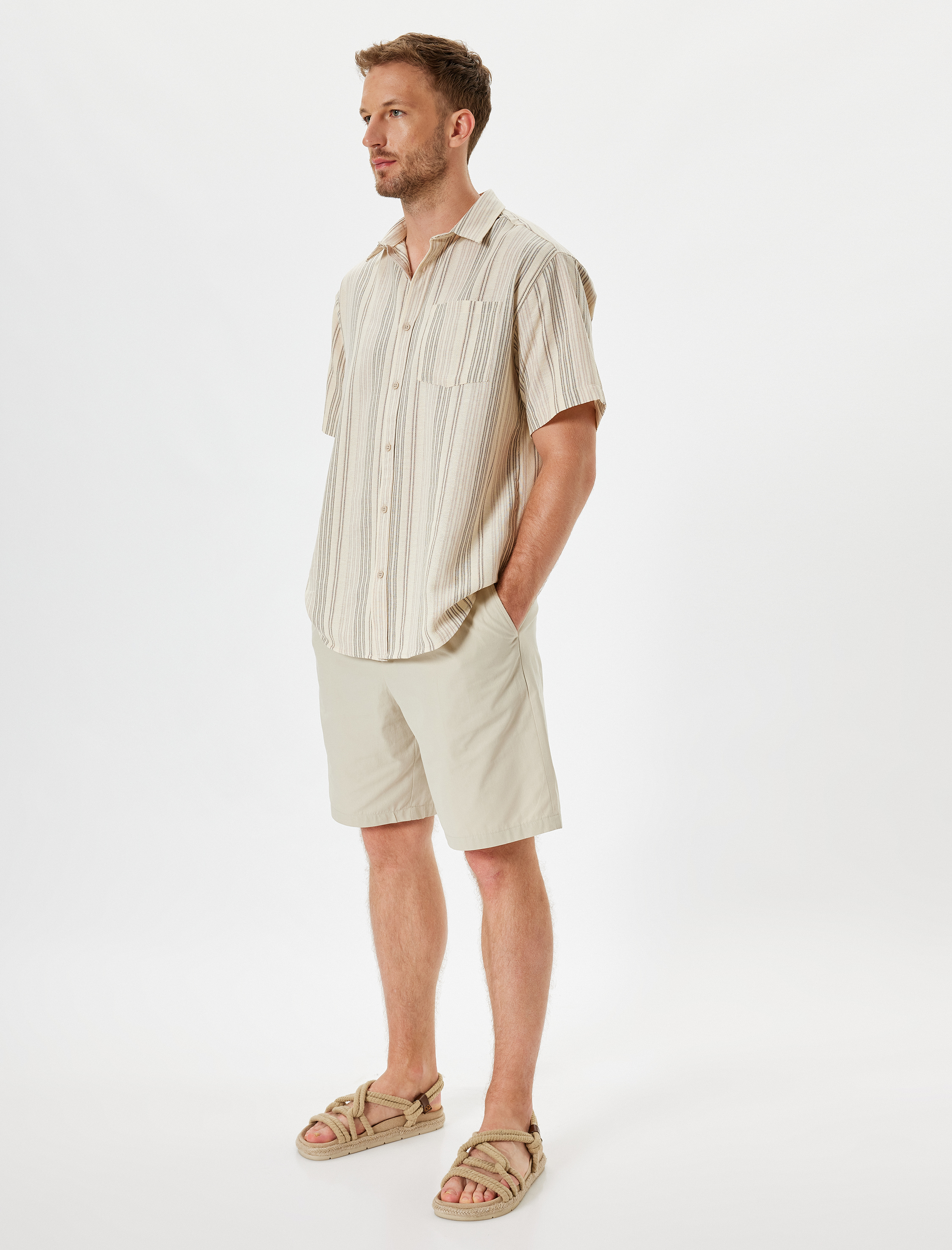 Kısa Kollu Gömlek Cep Detaylı Pamuklu Regular Fit