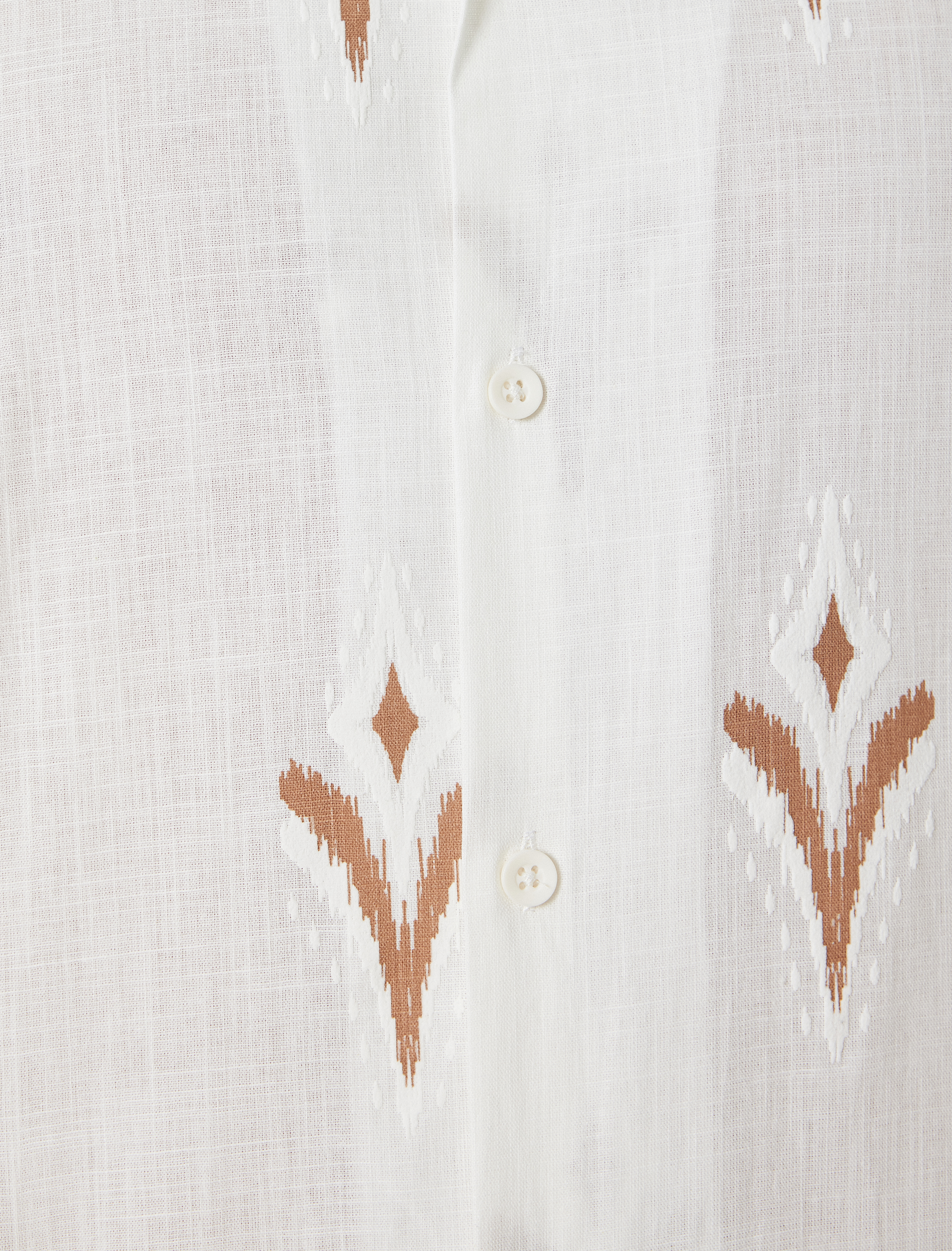   Kısa Kollu Gömlek Etnik Desenli Pamuklu Regular Fit