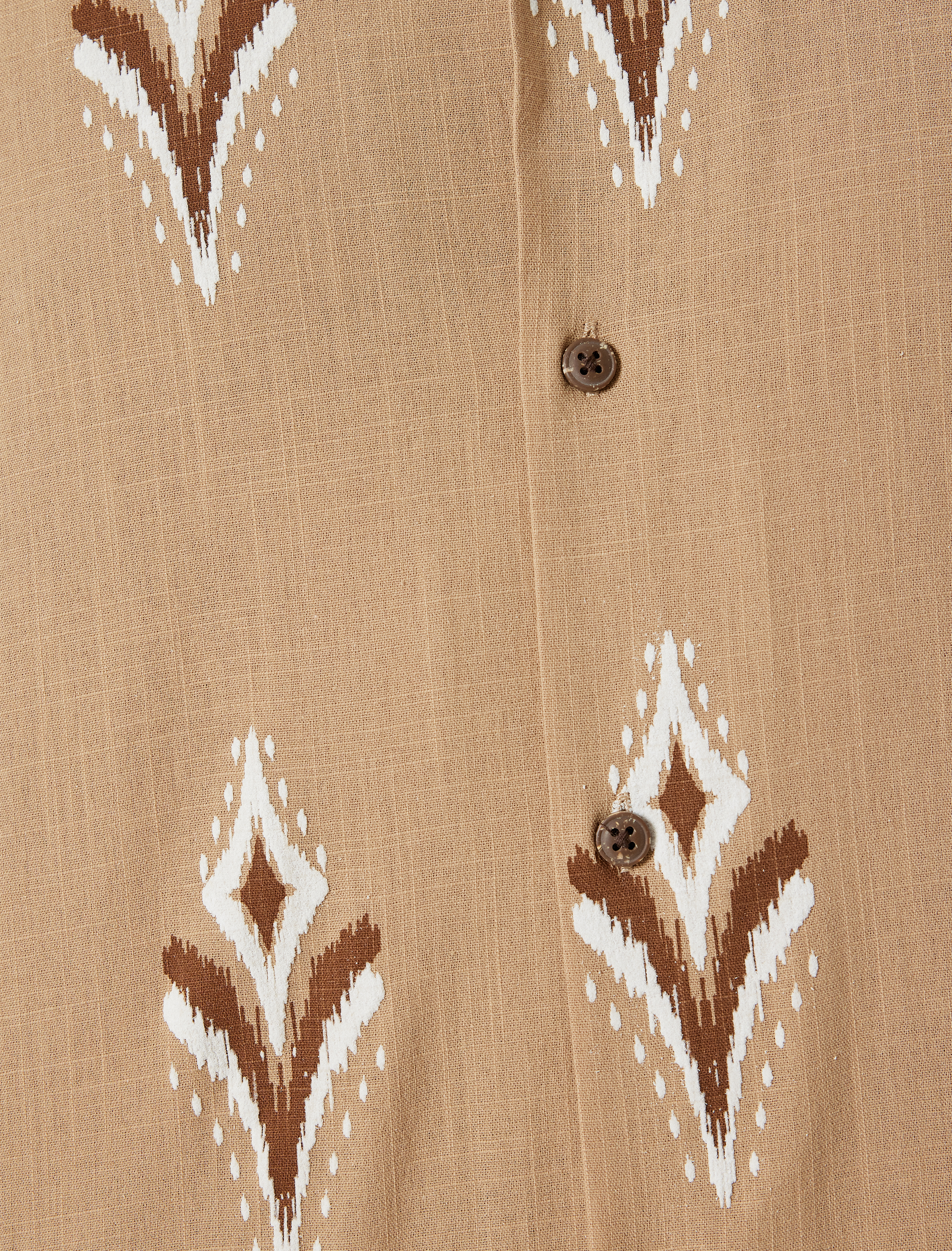   Kısa Kollu Gömlek Etnik Desenli Pamuklu Regular Fit