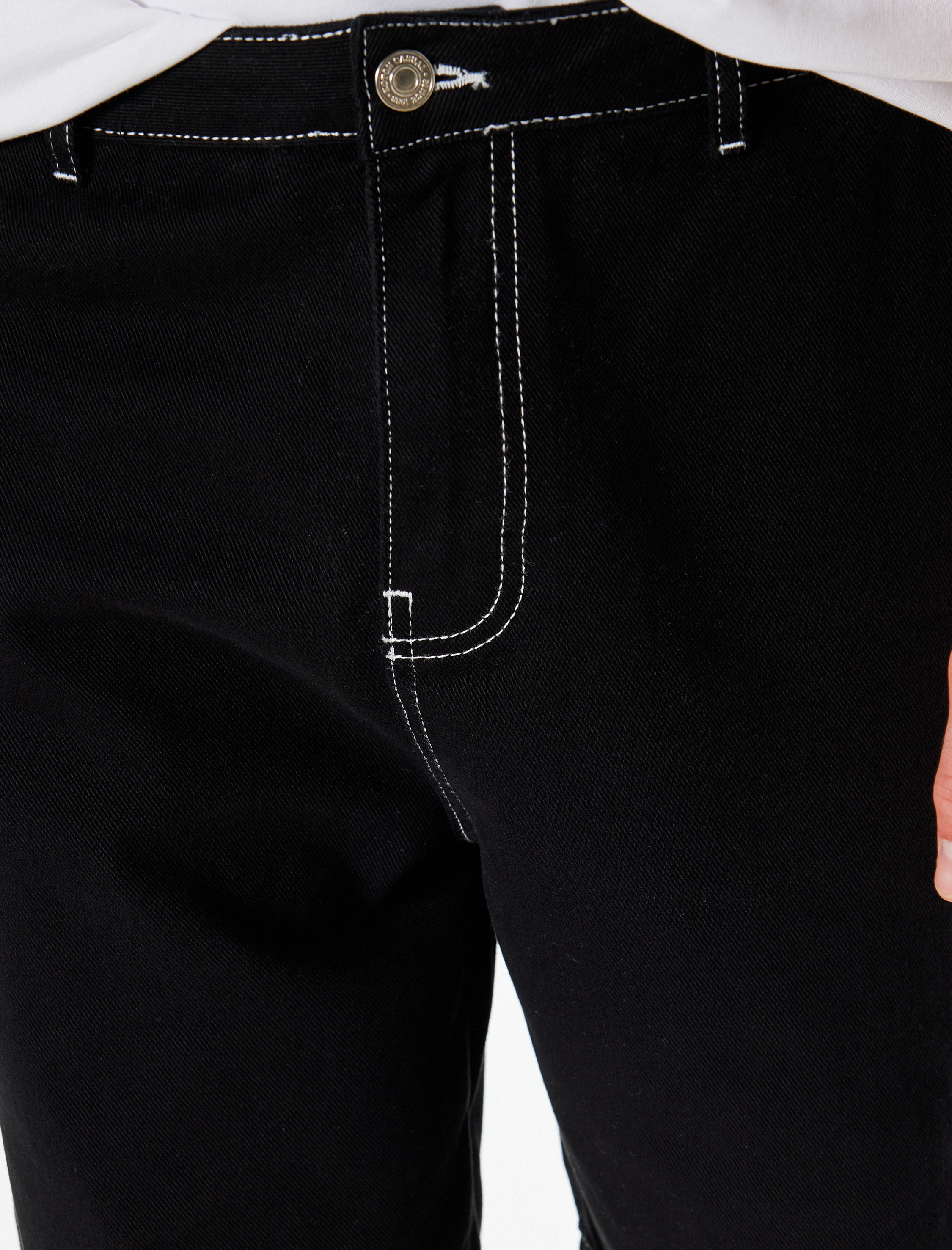   Kot Şort Bol Kalıp Bermuda Cepli Dikiş Detaylı Detaylı Pamuklu