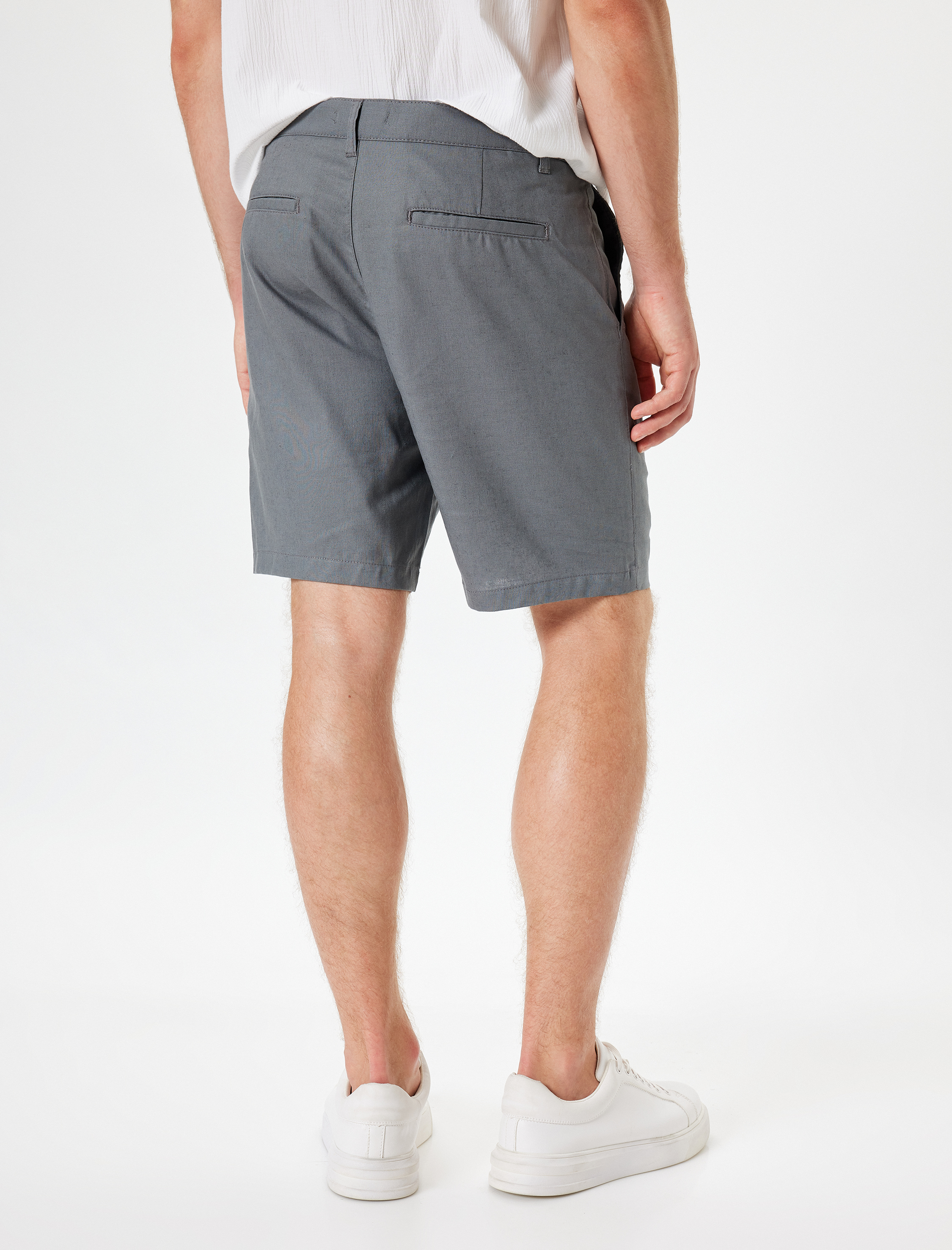 Keten Karışımlı Şort Kısa Chino Cep Detaylı