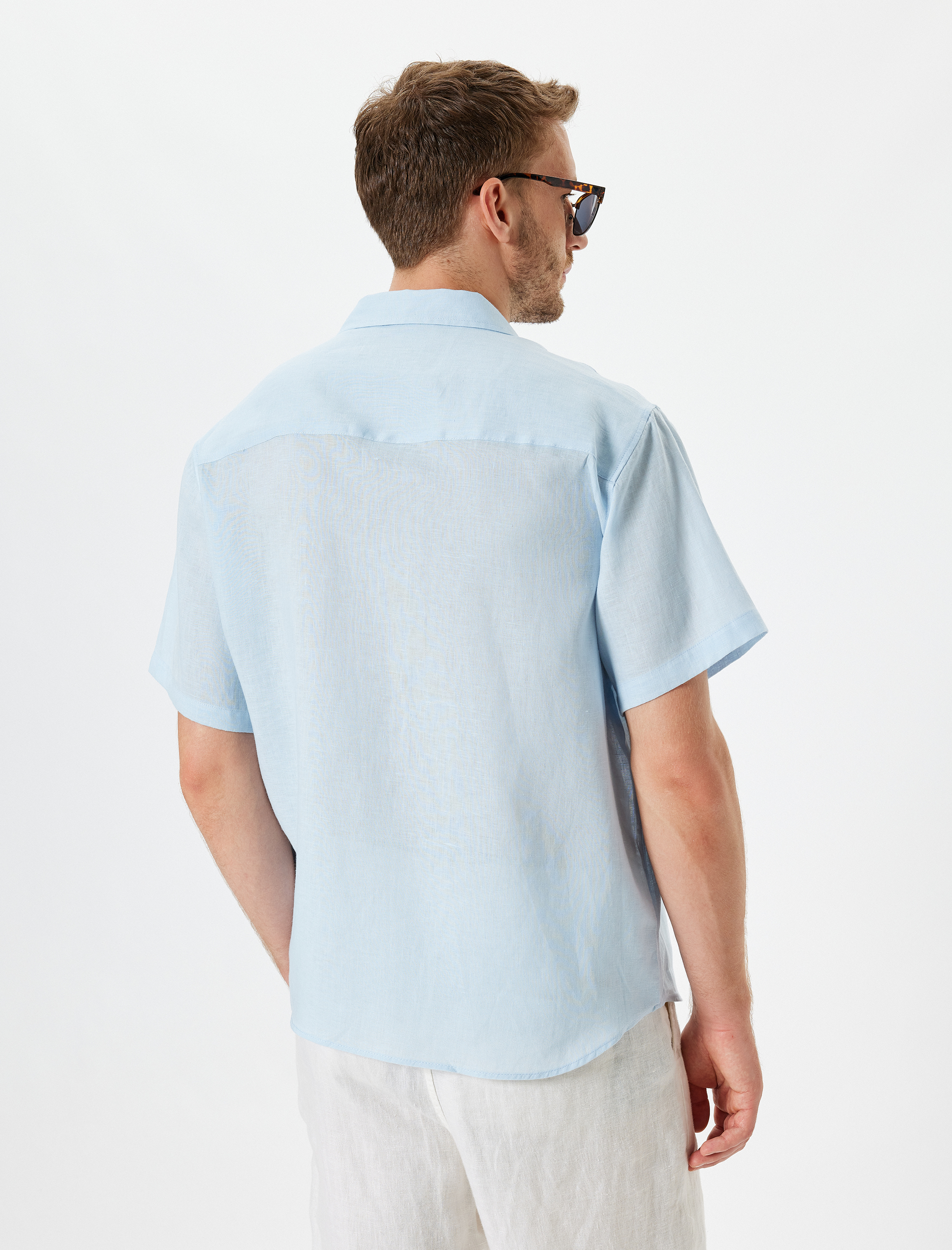   Keten Gömlek Basic Devrik Yaka Regular Fit