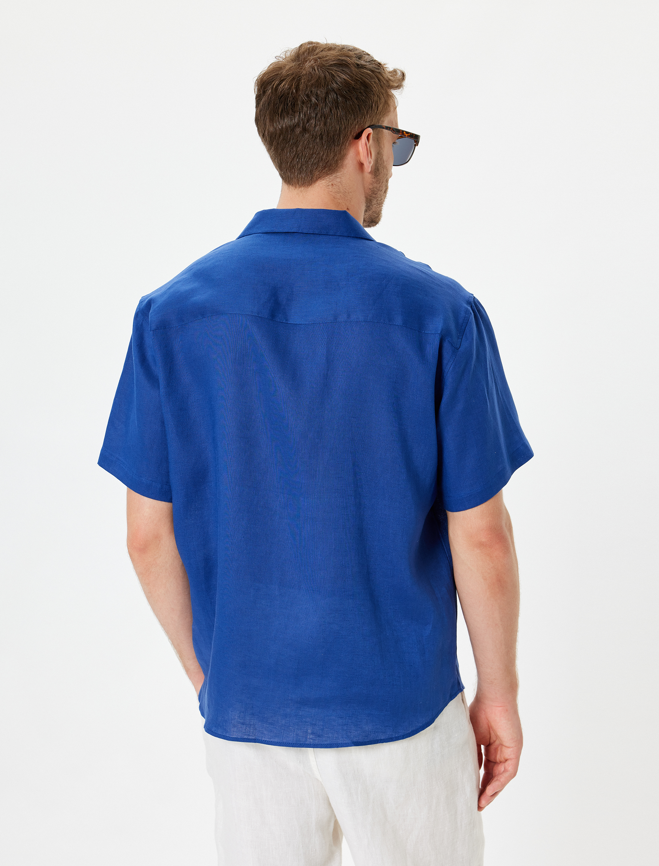 Keten Gömlek Basic Devrik Yaka Regular Fit