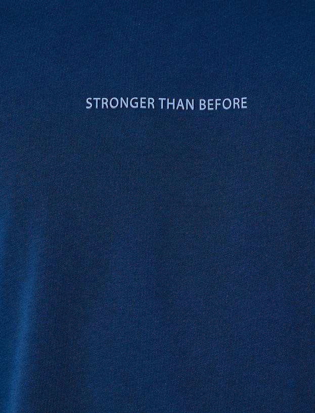 Oversize Tişört Slogan Baskılı Bisiklet Yaka Kısa Kollu Pamuklu_5