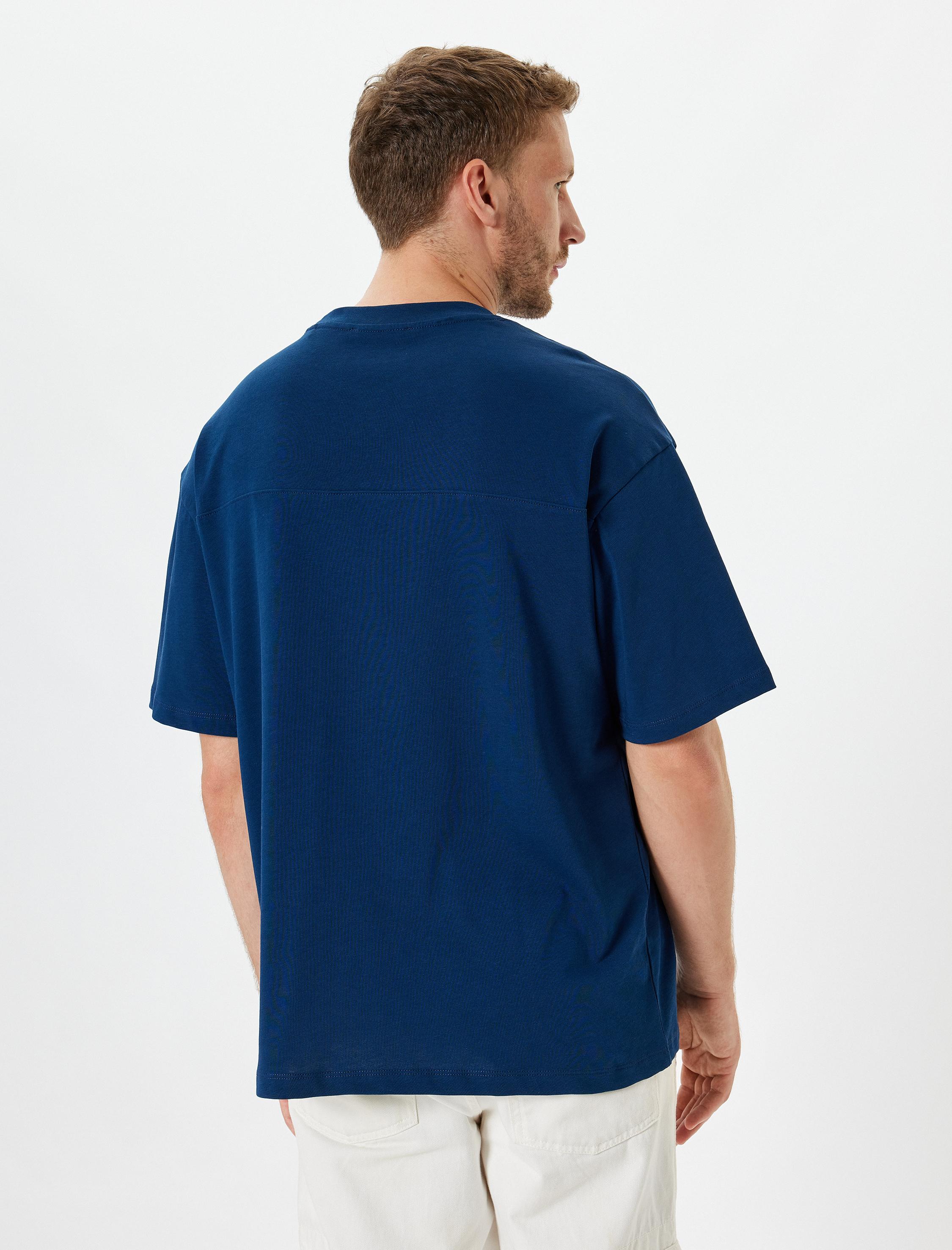   Slogan Baskılı Pamuklu Bisiklet Yaka Kısa Kollu Oversize Tişört