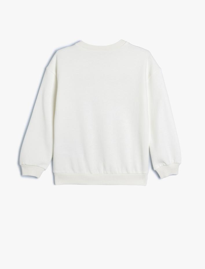 Kız Çocuk Sweatshirt Unicorn Baskılı Uzun Kollu Bisiklet Yaka Pamuklu Şardonlu