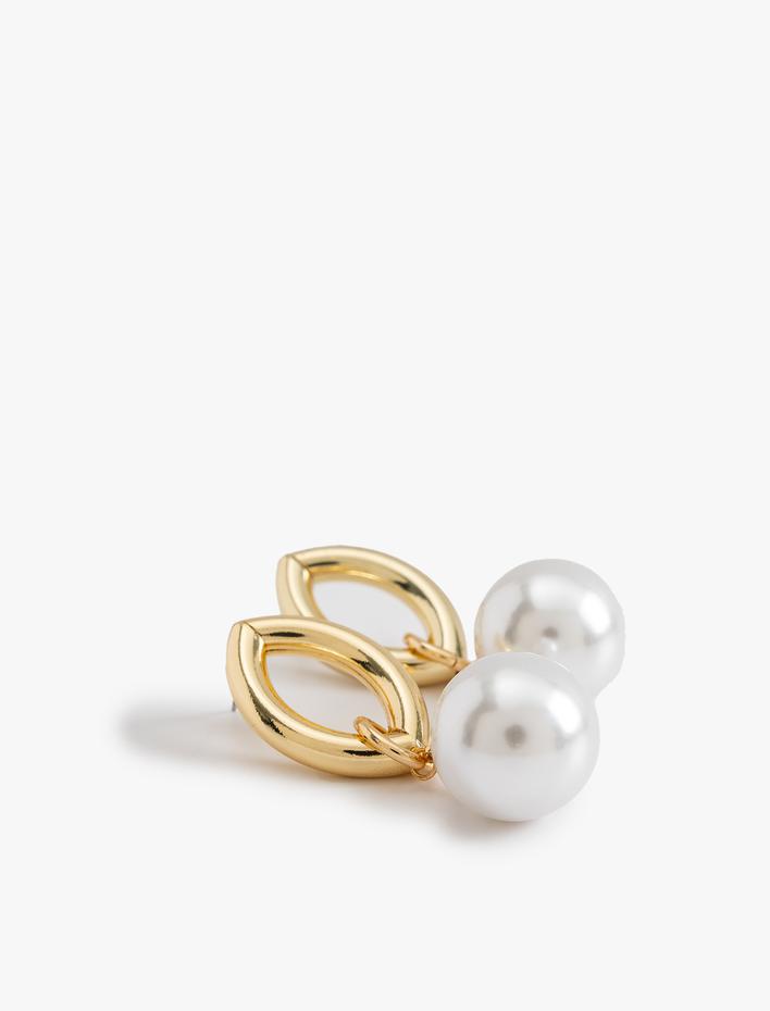 Kadın İnci Küpe Oval Sallantılı