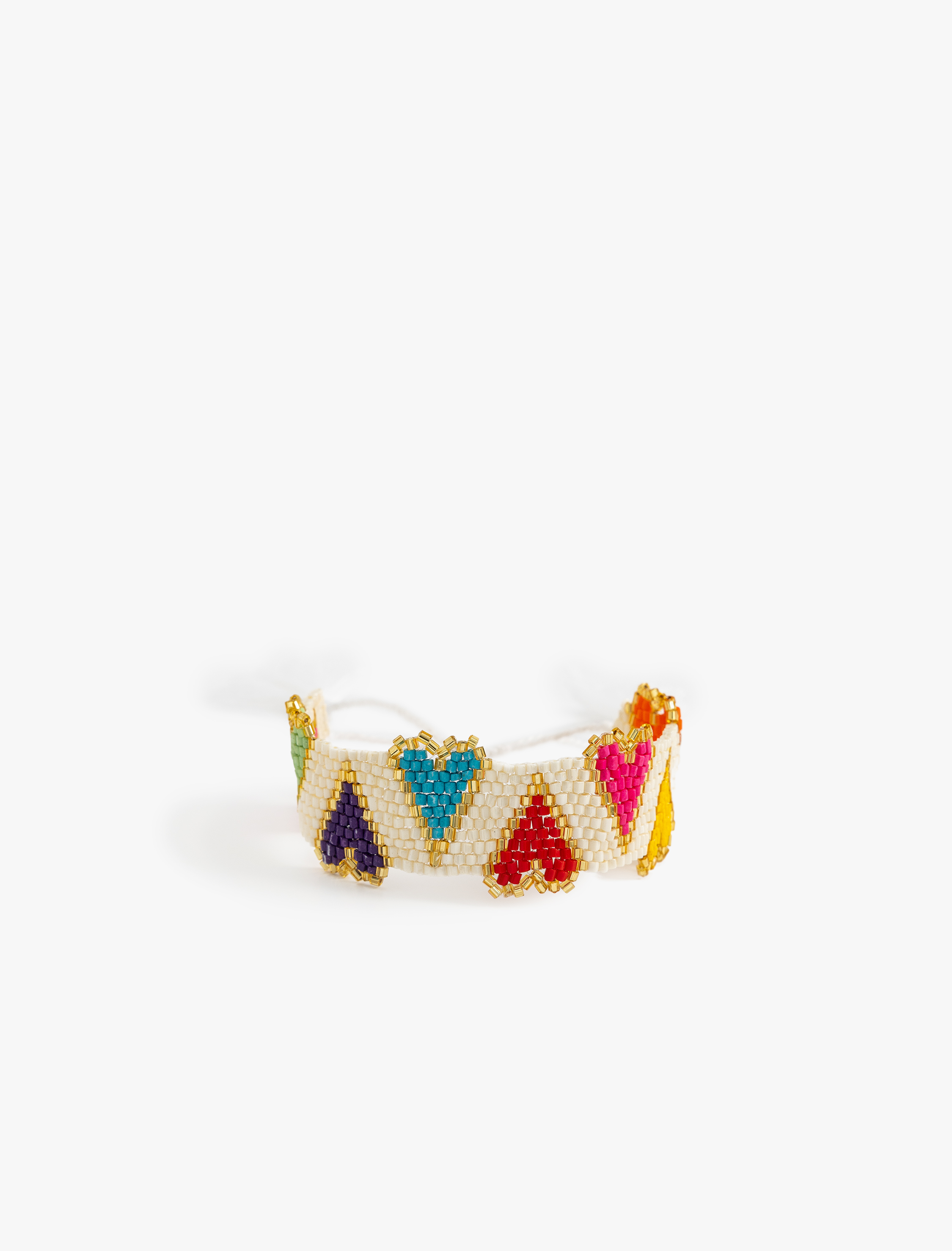  Kadın Bileklik İnci Boncuk Detaylı Kalp Desenli