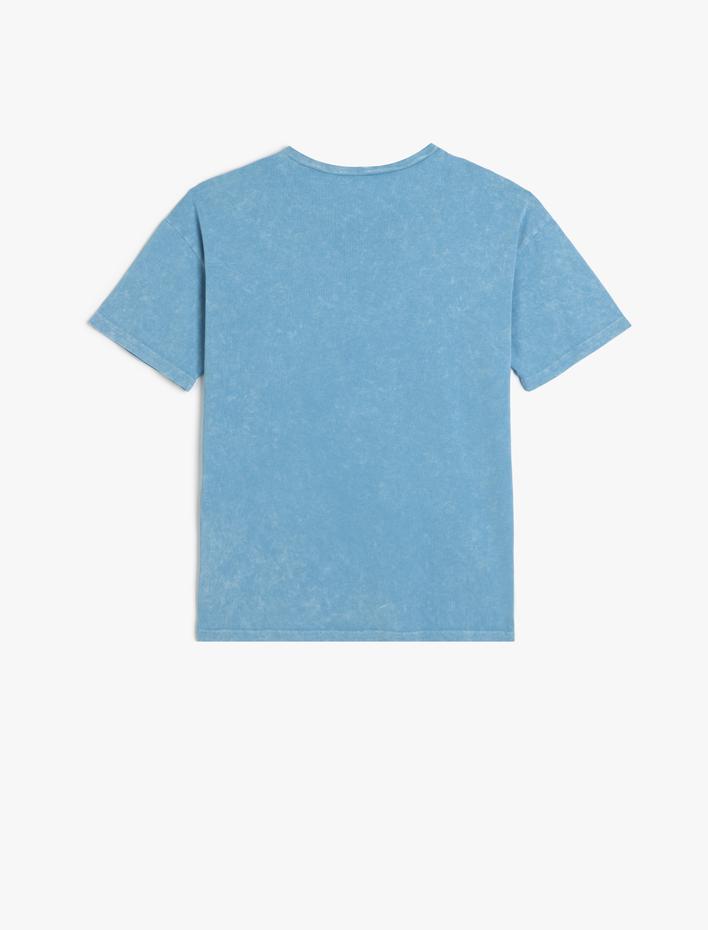 Erkek Çocuk Tişört Kısa Kollu Bisiklet Yaka Marin Temalı Baskılı Pamuklu