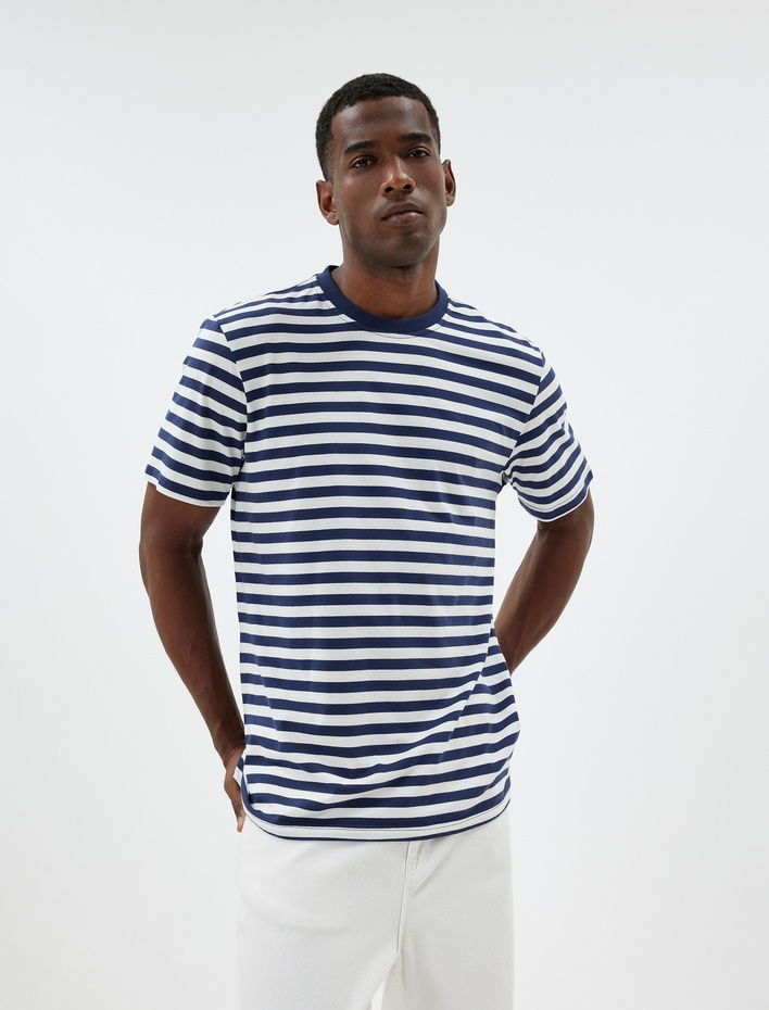  Basic Tişört Bisiklet Yaka Kısa Kollu Pamuklu