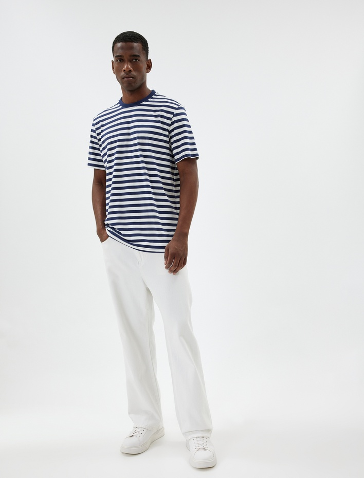  Basic Tişört Bisiklet Yaka Kısa Kollu Pamuklu