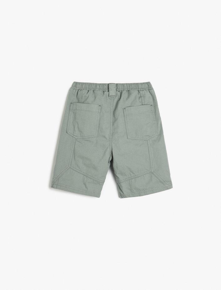 Erkek Çocuk Chino Şort Dikiş Detaylı Cepli Pamuklu