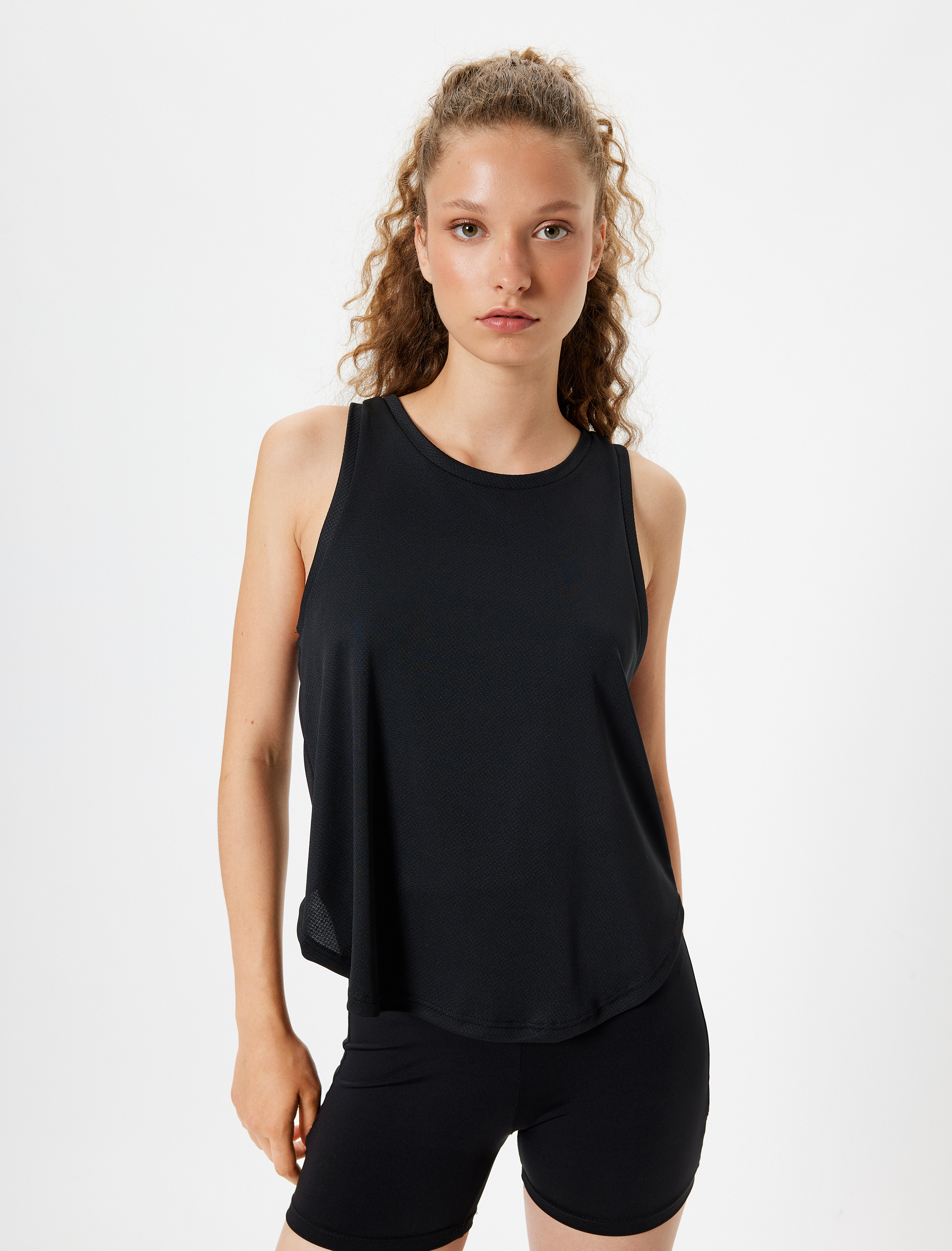   Sporcu Atleti Basic Kolsuz Bisiklet Yaka Rahat Kalıp İnterlok