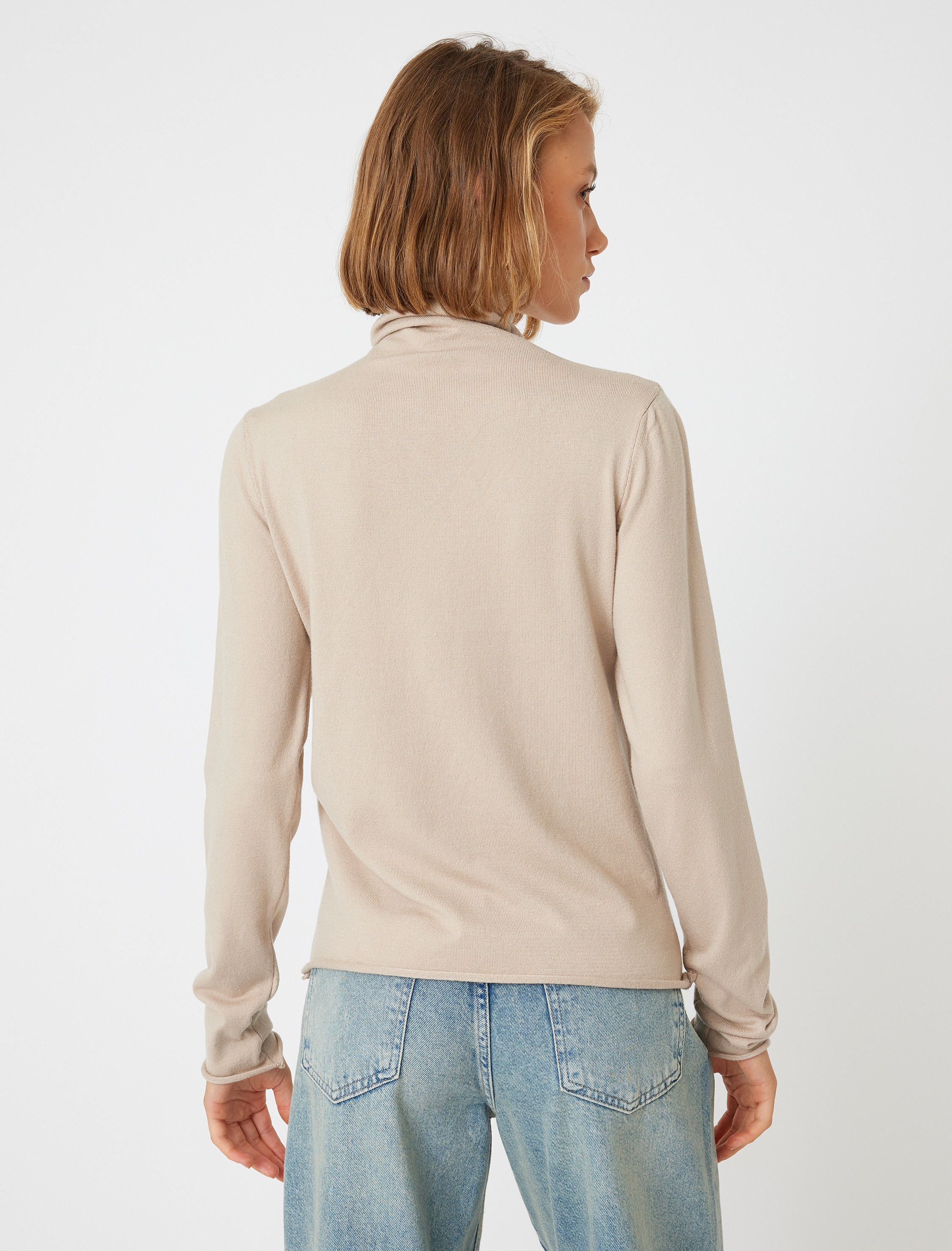 Basic Boğazlı Triko Kazak Uzun Kollu Yumuşak Dokulu